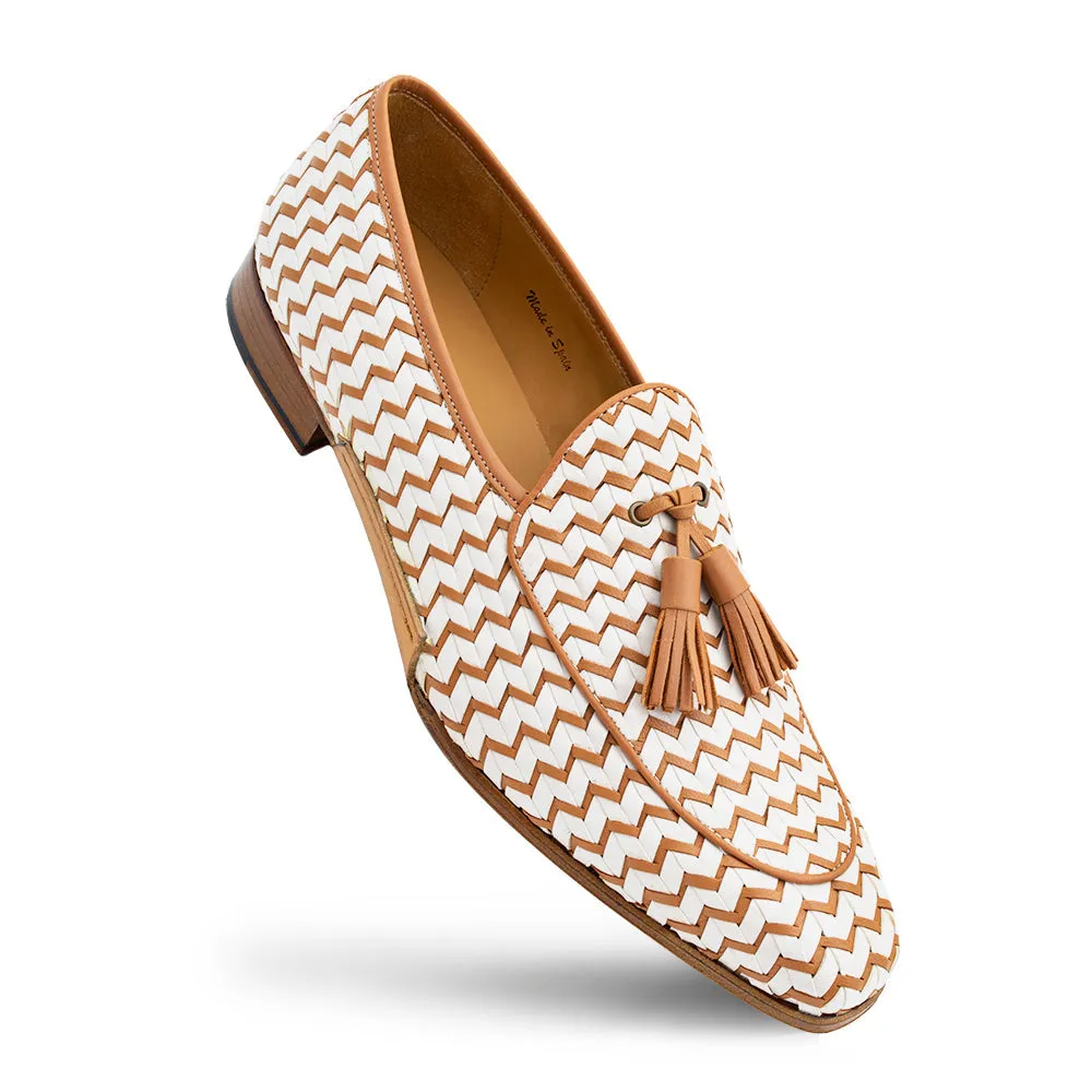 Mezlan Sants Men's Shoes Woven Leather Slip-on Tassels Loafer (MZ3834)