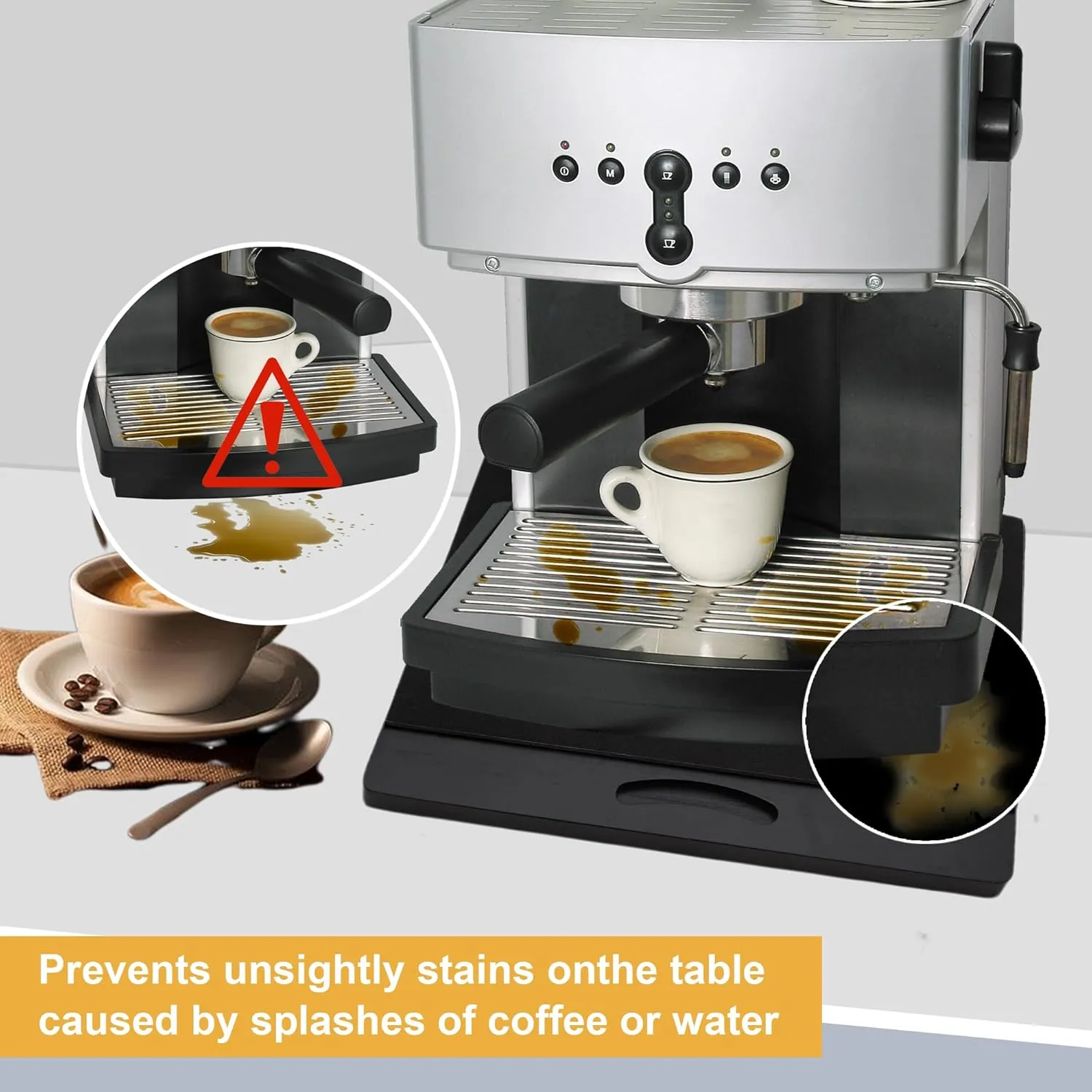 MinBoo Bamboo Appliance Slider,Sliding Tray for Coffee Maker, Kitchen Countertop Appliance Rolling Tray,Slides Easily from under the Cabinet,Wide -Black- Large (16"Wx13"D)