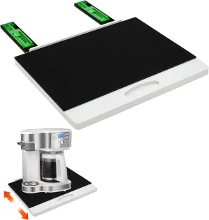 MinBoo Bamboo Appliance Slider,Sliding Tray for Coffee Maker, Kitchen Countertop Appliance Rolling Tray,Slides Easily from Under The Cabinet,Wide -White- Large (16" Wx13 D)