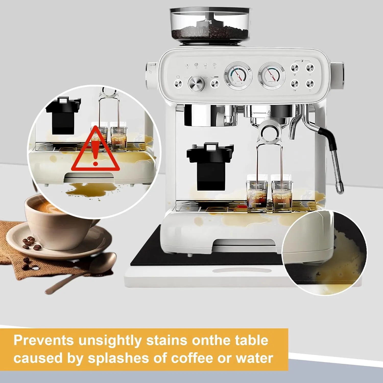 MinBoo Bamboo Appliance Slider,Sliding Tray for Coffee Maker, Kitchen Countertop Appliance Rolling Tray,Slides Easily from Under The Cabinet,Wide -White- Large (16" Wx13 D)