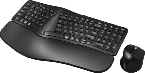 MK960 Ergonomic Wireless Keyboard Mouse Combo, Bluetooth/2.4G Split Design Keyboard with Palm Rest and 4 Level DPI Adjustable Wireless Mouse Multi-Device, Rechargeable, for Windows/Mac/Android