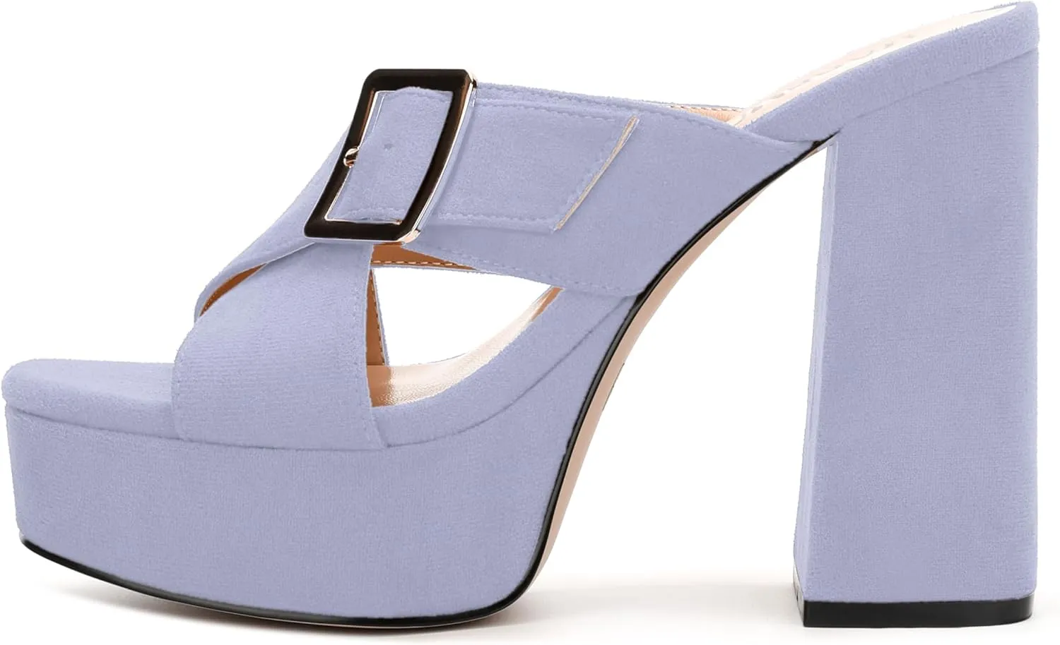 MODENCOCO Women's Platform Heels Wedge Sandals Open Toe Slip on Heels High Chunky Block Sandals Dressy Pumps Shoes