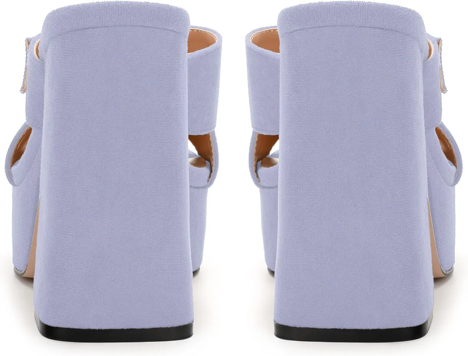 MODENCOCO Women's Platform Heels Wedge Sandals Open Toe Slip on Heels High Chunky Block Sandals Dressy Pumps Shoes