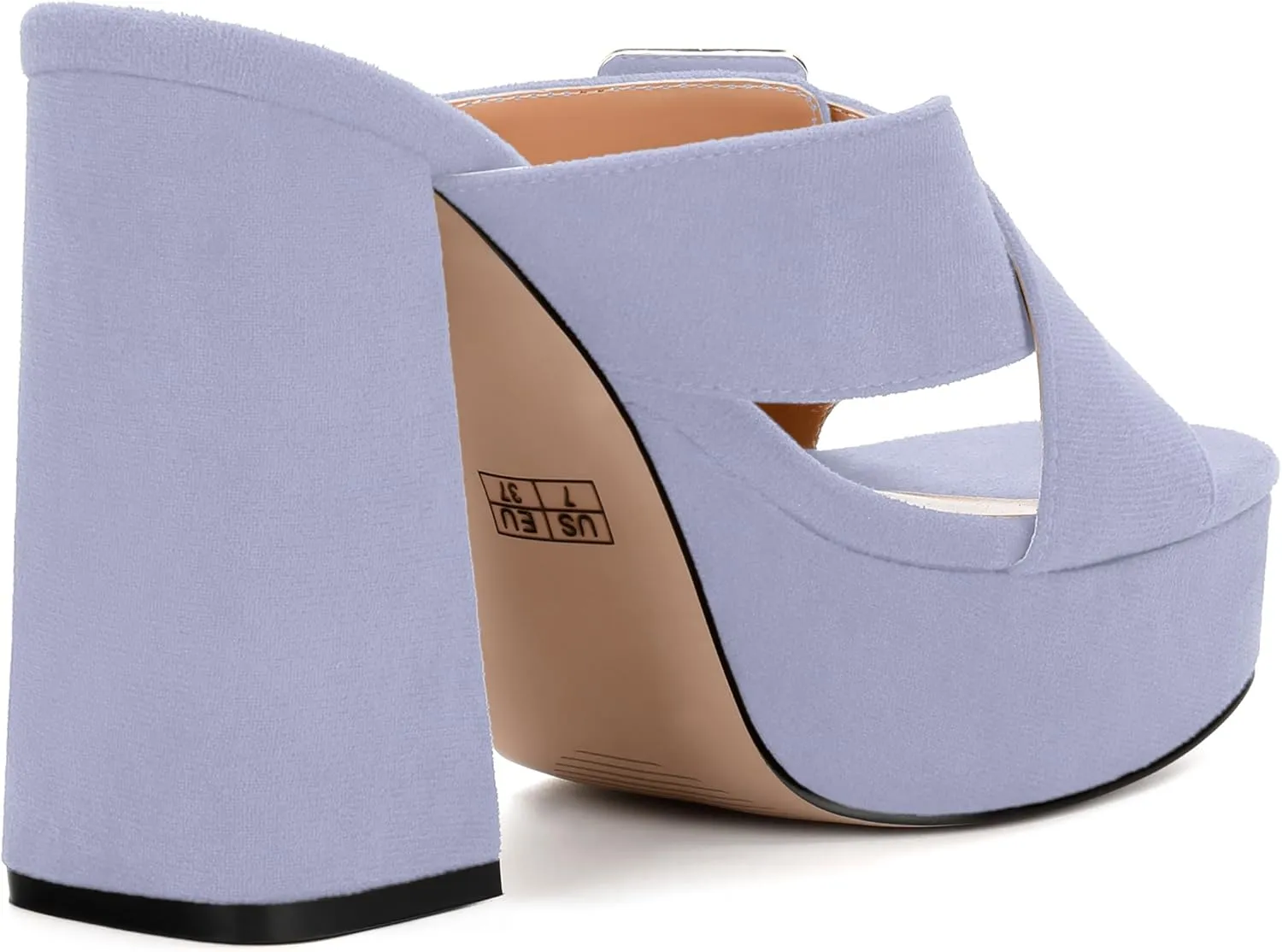 MODENCOCO Women's Platform Heels Wedge Sandals Open Toe Slip on Heels High Chunky Block Sandals Dressy Pumps Shoes