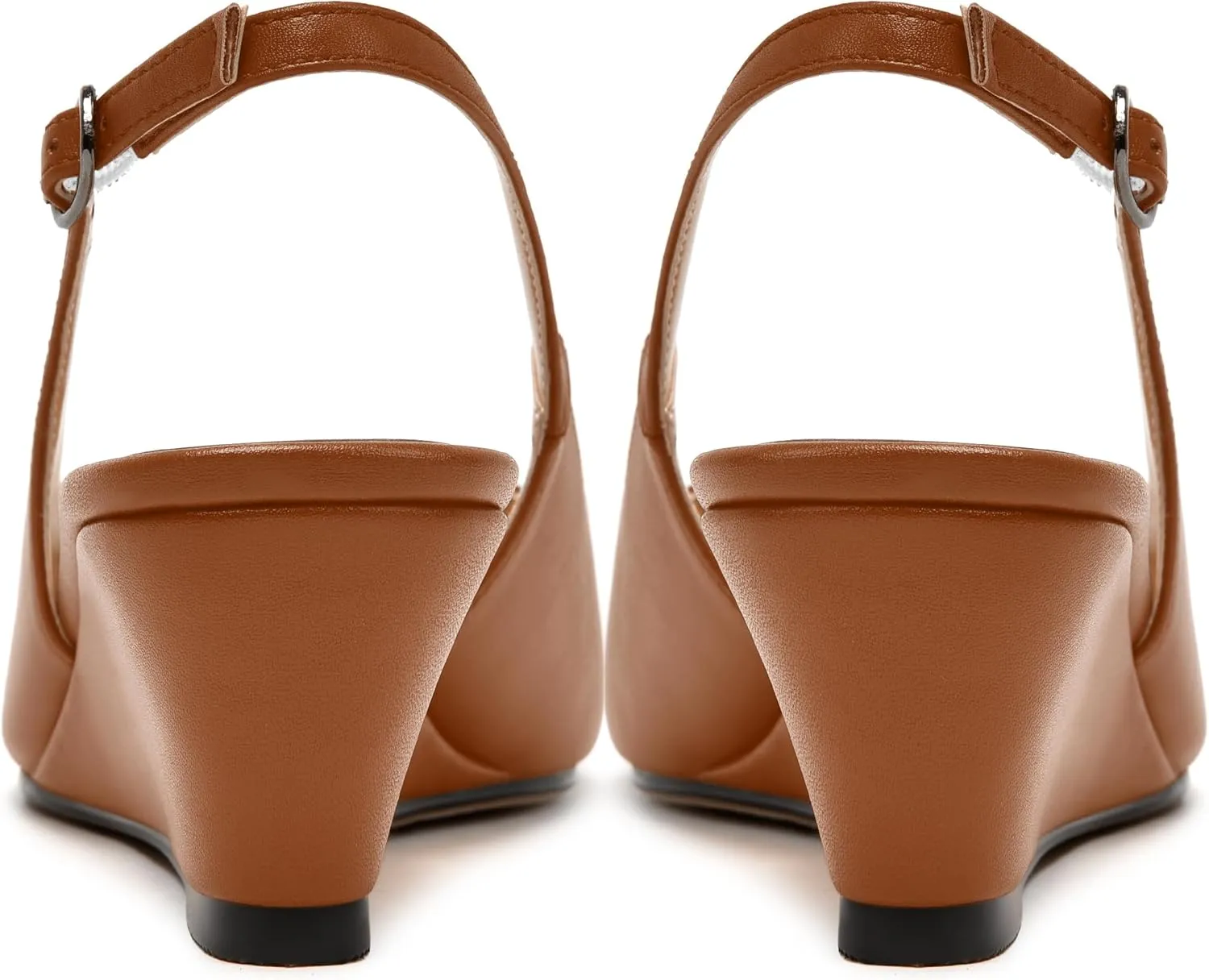 MODENCOCO Womens Slingback Comfortable Buckle Bridal Matte Dress Peep Toe Wedge Low Heel Pumps Shoes 2 Inch