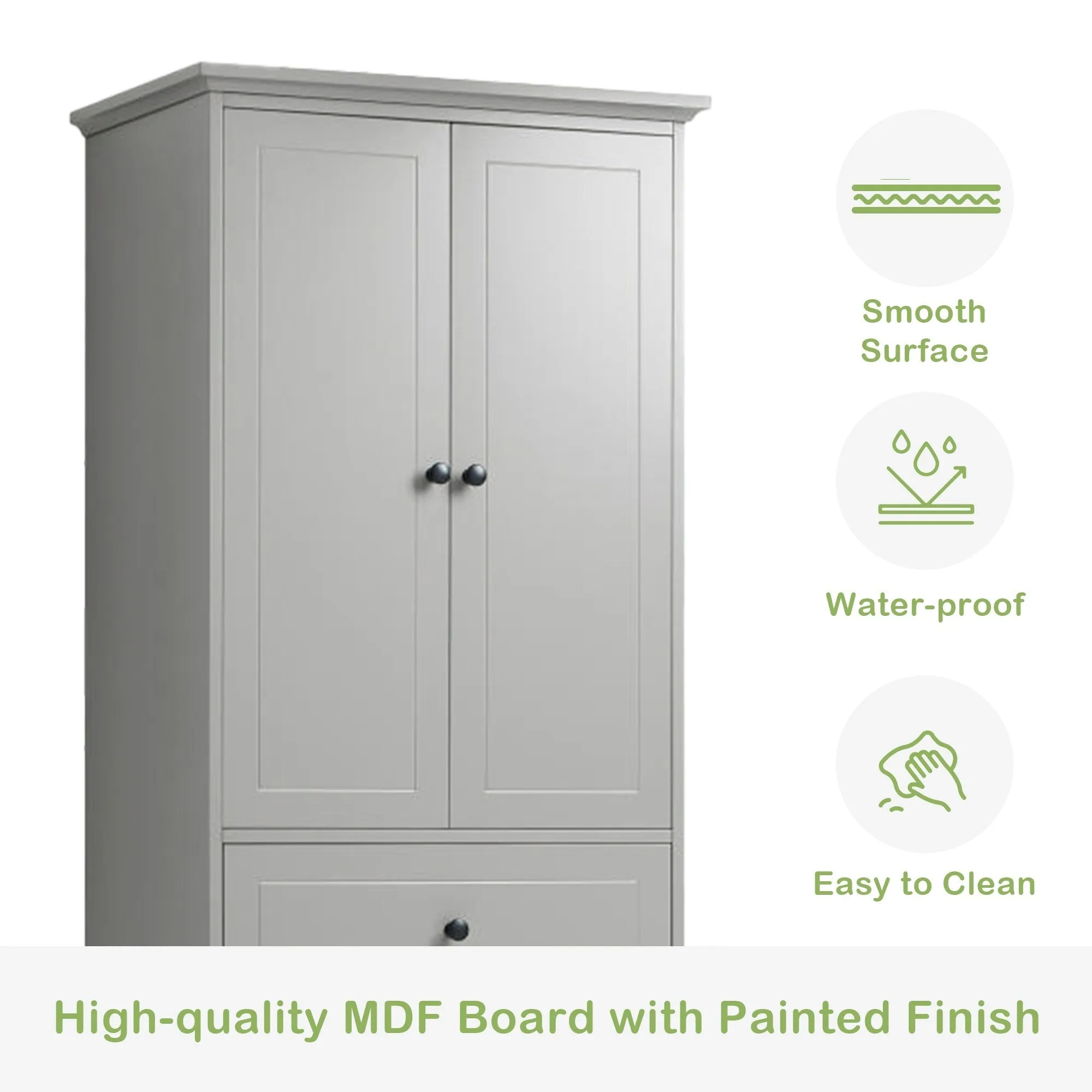 Modern Multifunctional Storage Cabinet, Freestanding Cabinet with 4 Drawers Adjustable Shelf for Bathroom and Office
