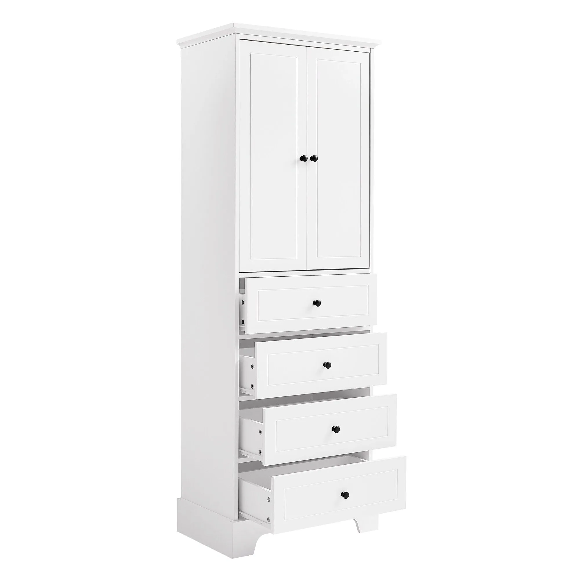 Modern Multifunctional Storage Cabinet, Freestanding Cabinet with 4 Drawers Adjustable Shelf for Bathroom and Office