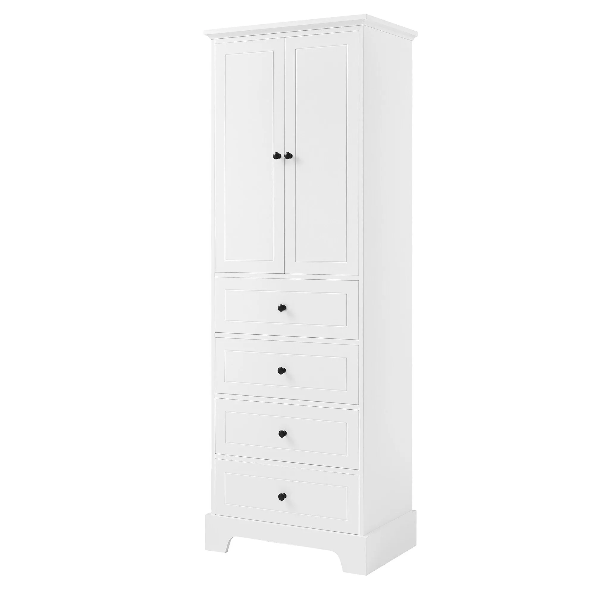 Modern Multifunctional Storage Cabinet, Freestanding Cabinet with 4 Drawers Adjustable Shelf for Bathroom and Office