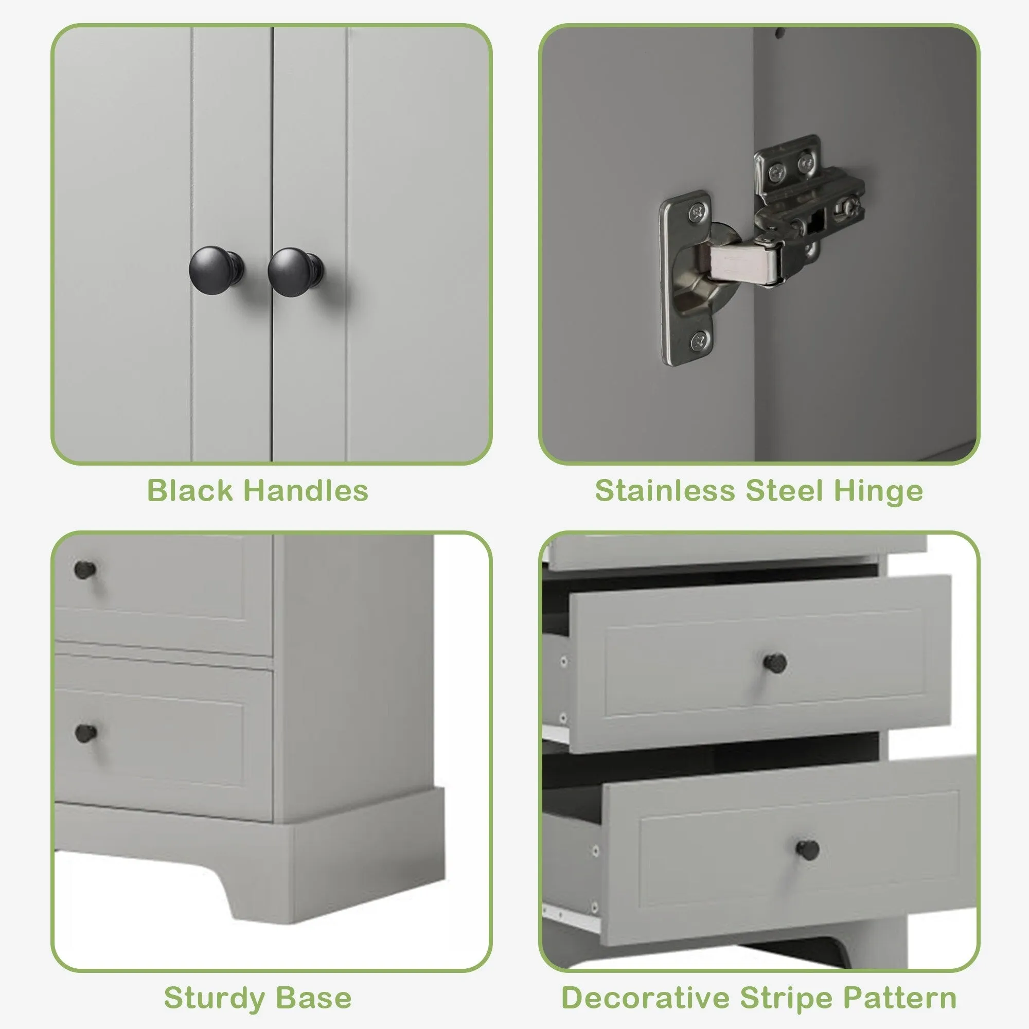 Modern Multifunctional Storage Cabinet, Freestanding Cabinet with 4 Drawers Adjustable Shelf for Bathroom and Office