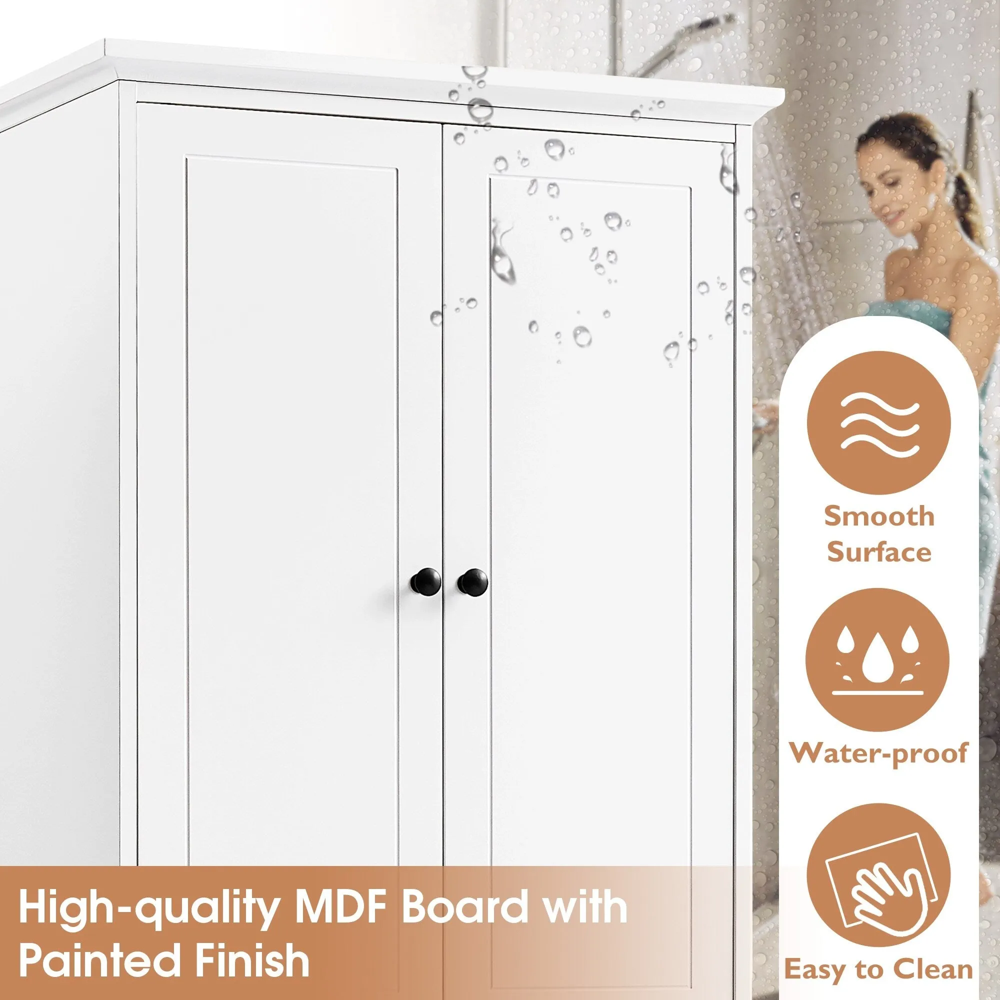 Modern Multifunctional Storage Cabinet, Freestanding Cabinet with 4 Drawers Adjustable Shelf for Bathroom and Office