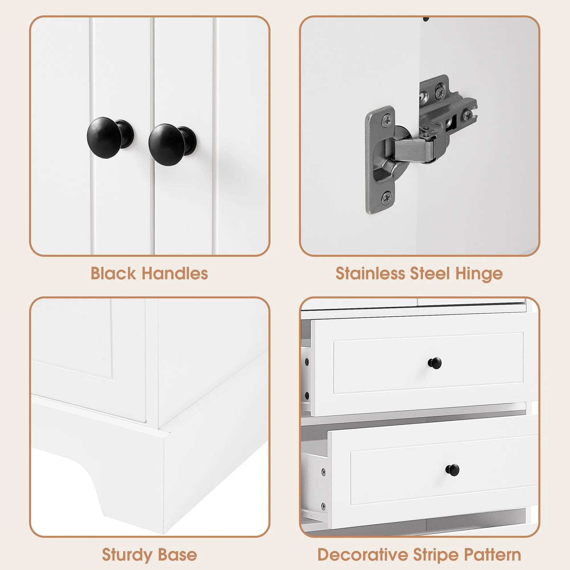 Modern Multifunctional Storage Cabinet, Freestanding Cabinet with 4 Drawers Adjustable Shelf for Bathroom and Office