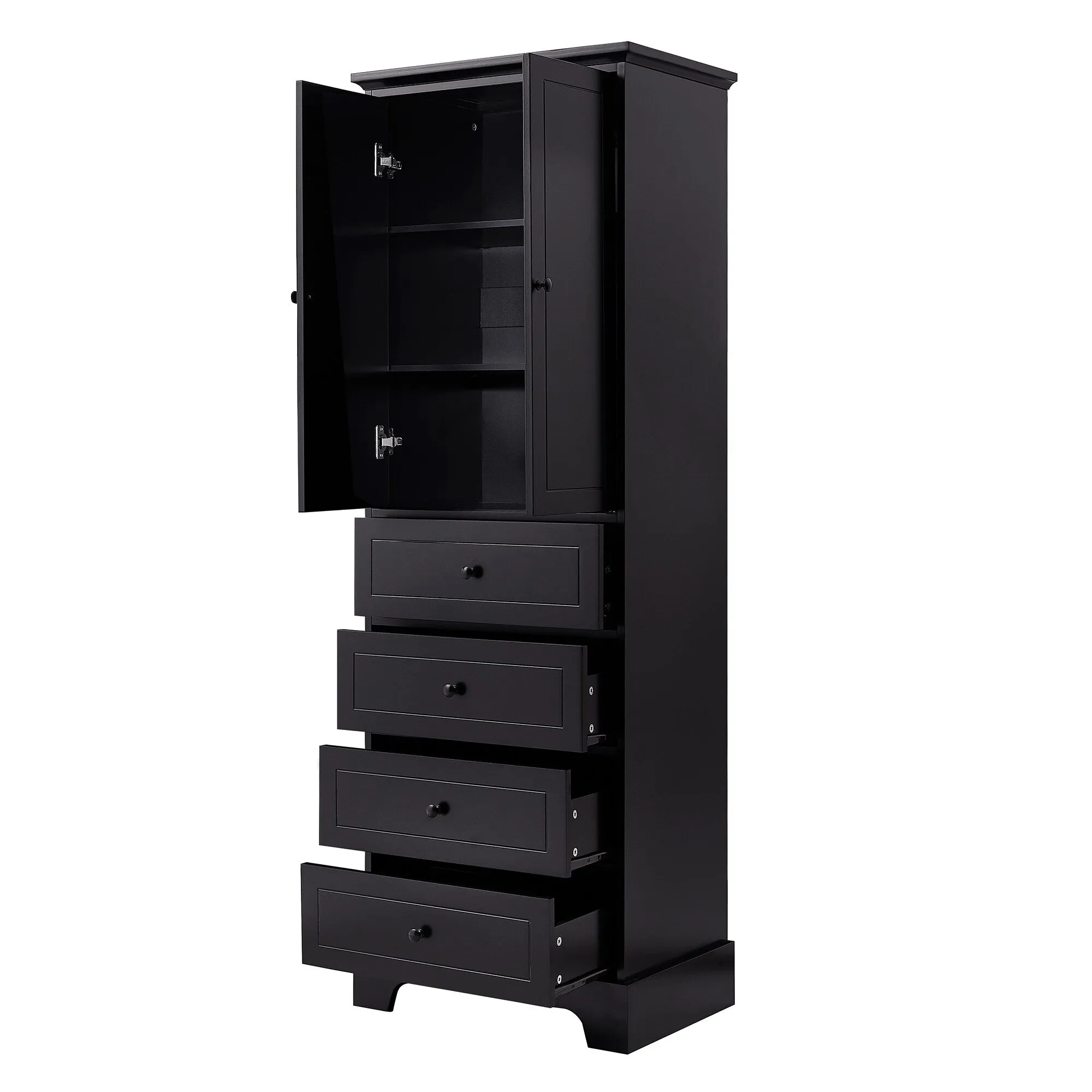 Modern Multifunctional Storage Cabinet, Freestanding Cabinet with 4 Drawers Adjustable Shelf for Bathroom and Office