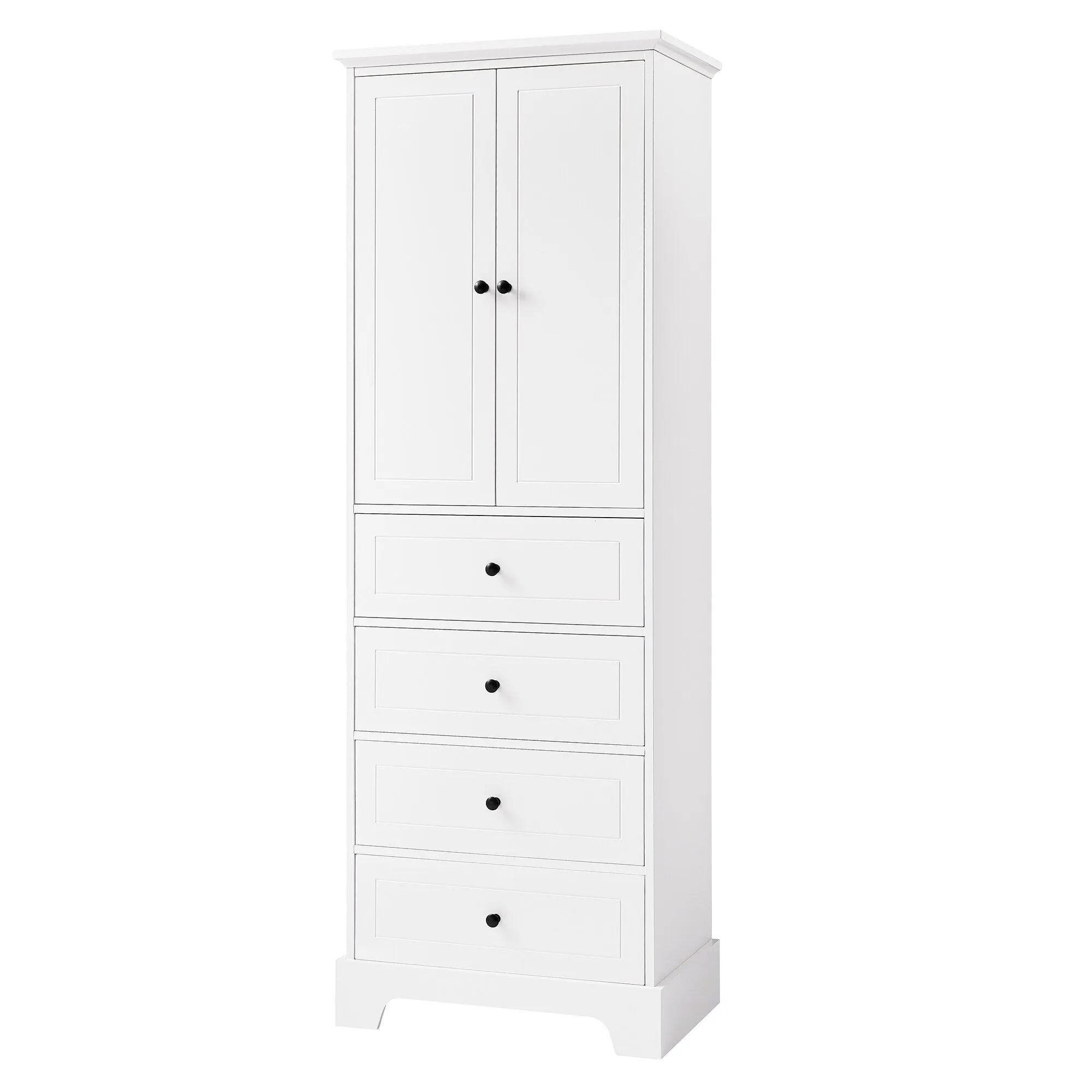 Modern Multifunctional Storage Cabinet, Freestanding Cabinet with 4 Drawers Adjustable Shelf for Bathroom and Office