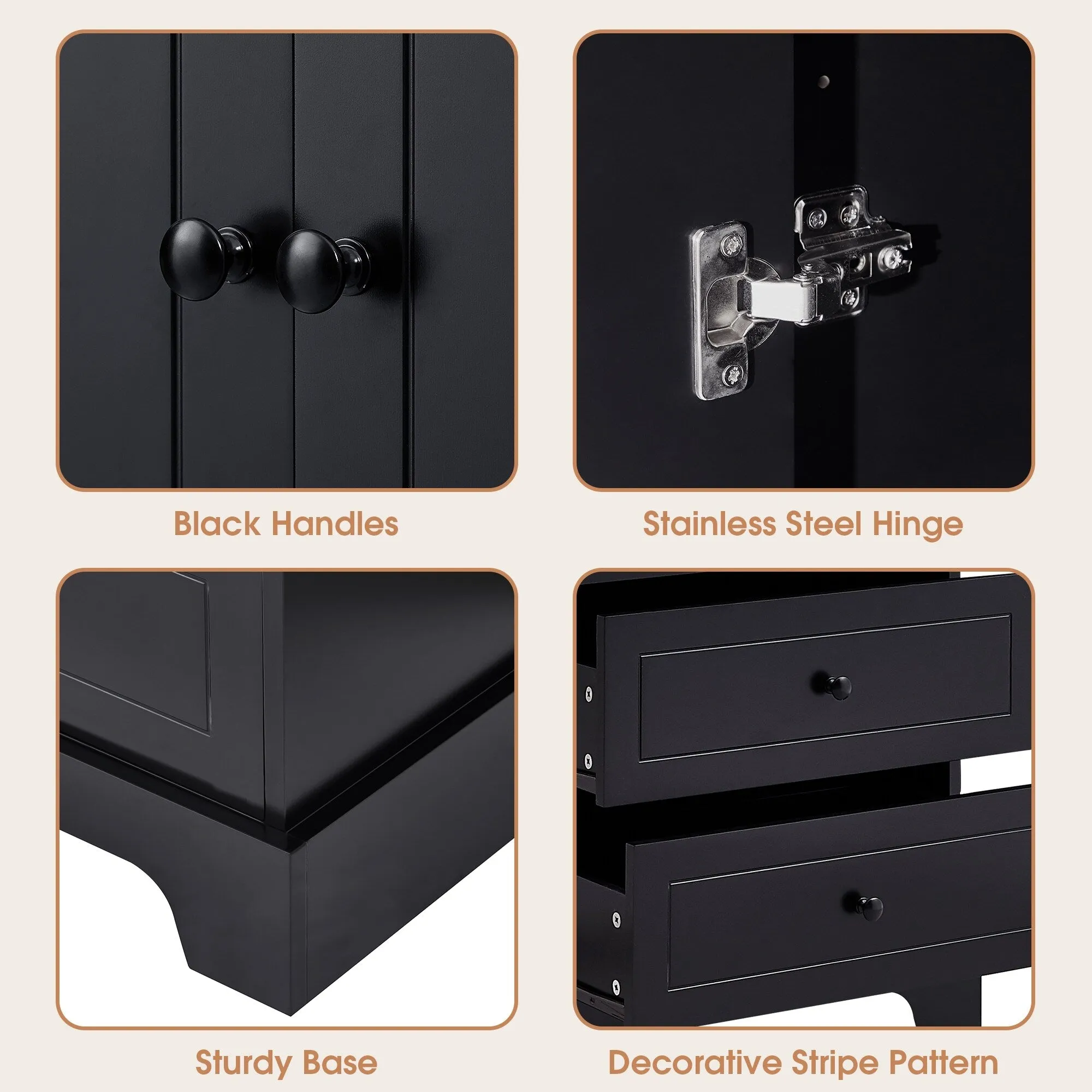 Modern Multifunctional Storage Cabinet, Freestanding Cabinet with 4 Drawers Adjustable Shelf for Bathroom and Office