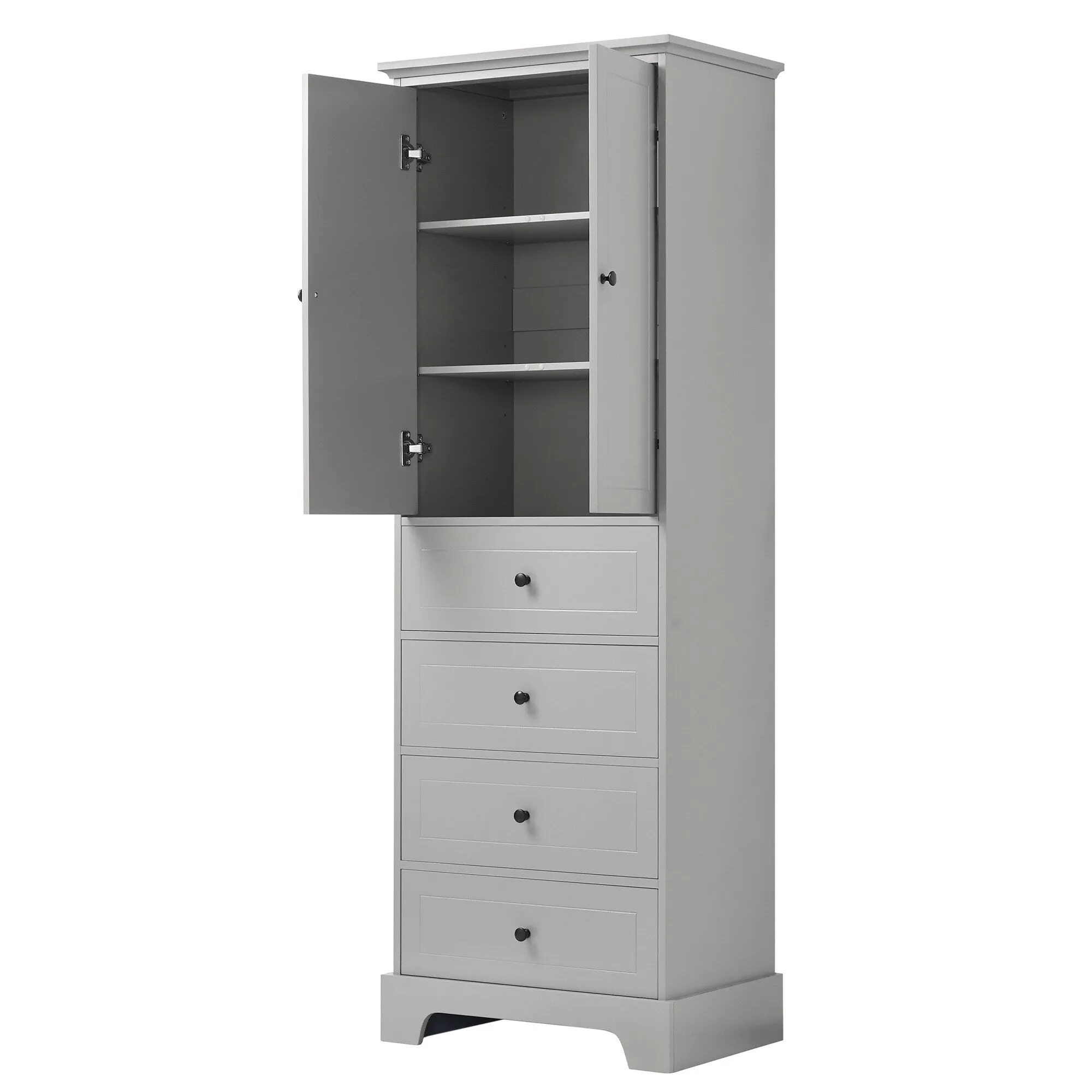 Modern Multifunctional Storage Cabinet, Freestanding Cabinet with 4 Drawers Adjustable Shelf for Bathroom and Office
