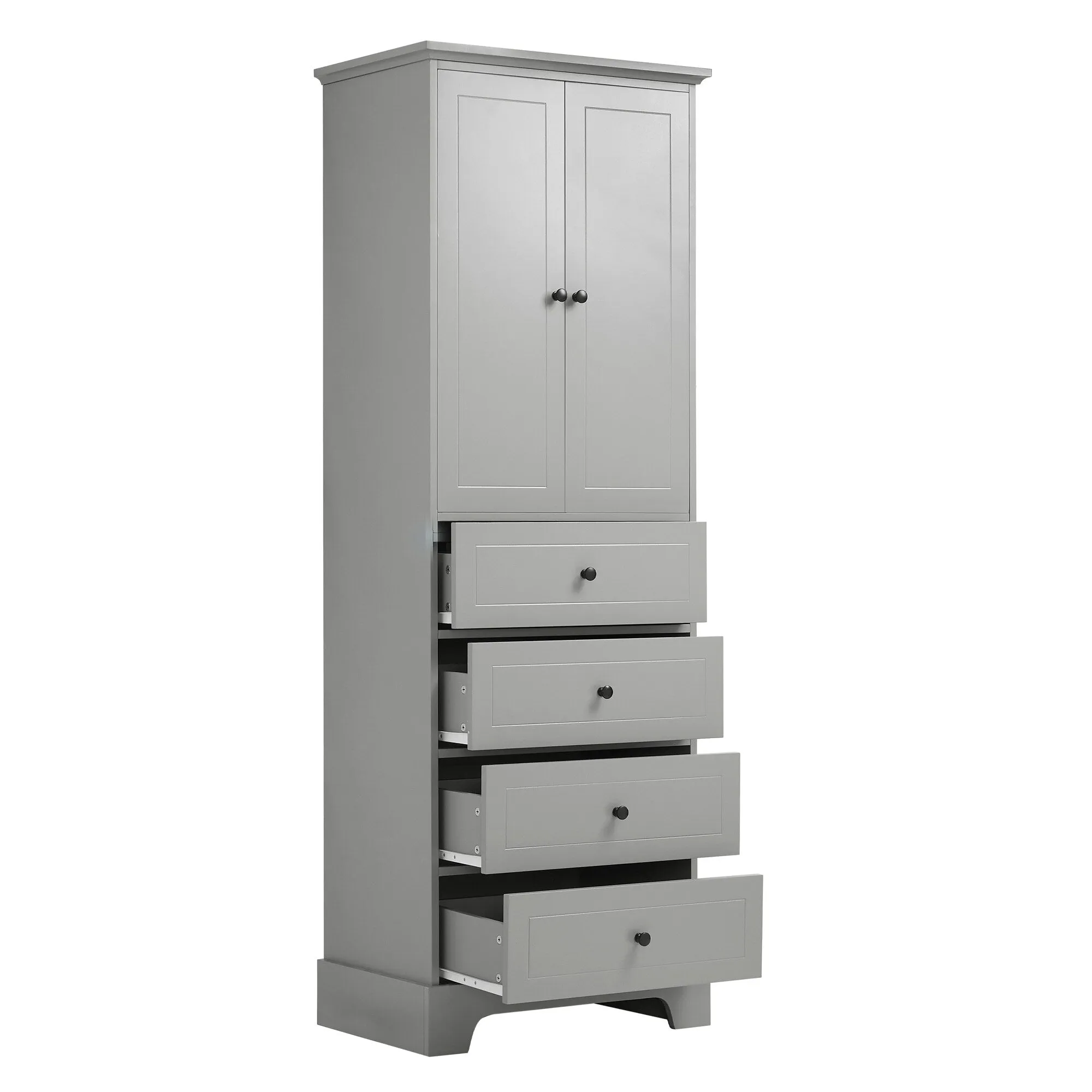Modern Multifunctional Storage Cabinet, Freestanding Cabinet with 4 Drawers Adjustable Shelf for Bathroom and Office