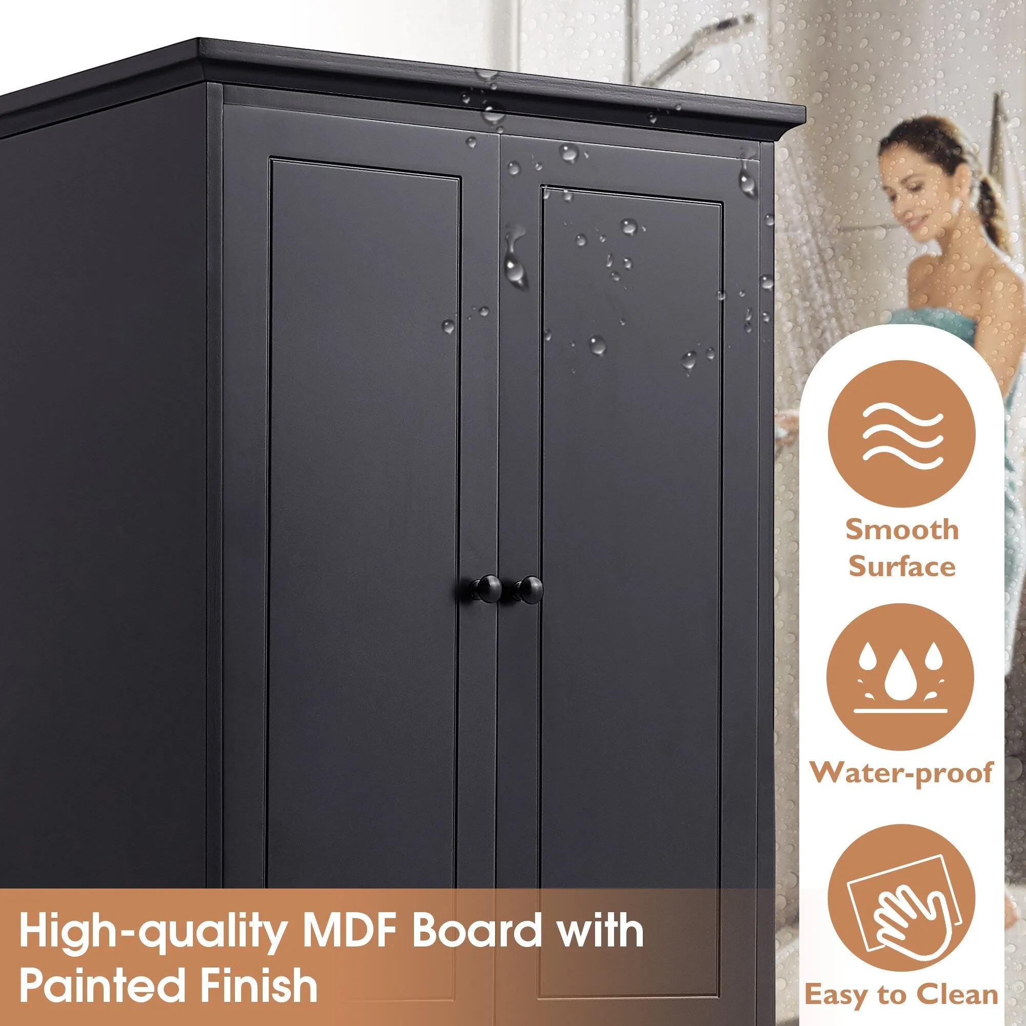 Modern Multifunctional Storage Cabinet, Freestanding Cabinet with 4 Drawers Adjustable Shelf for Bathroom and Office