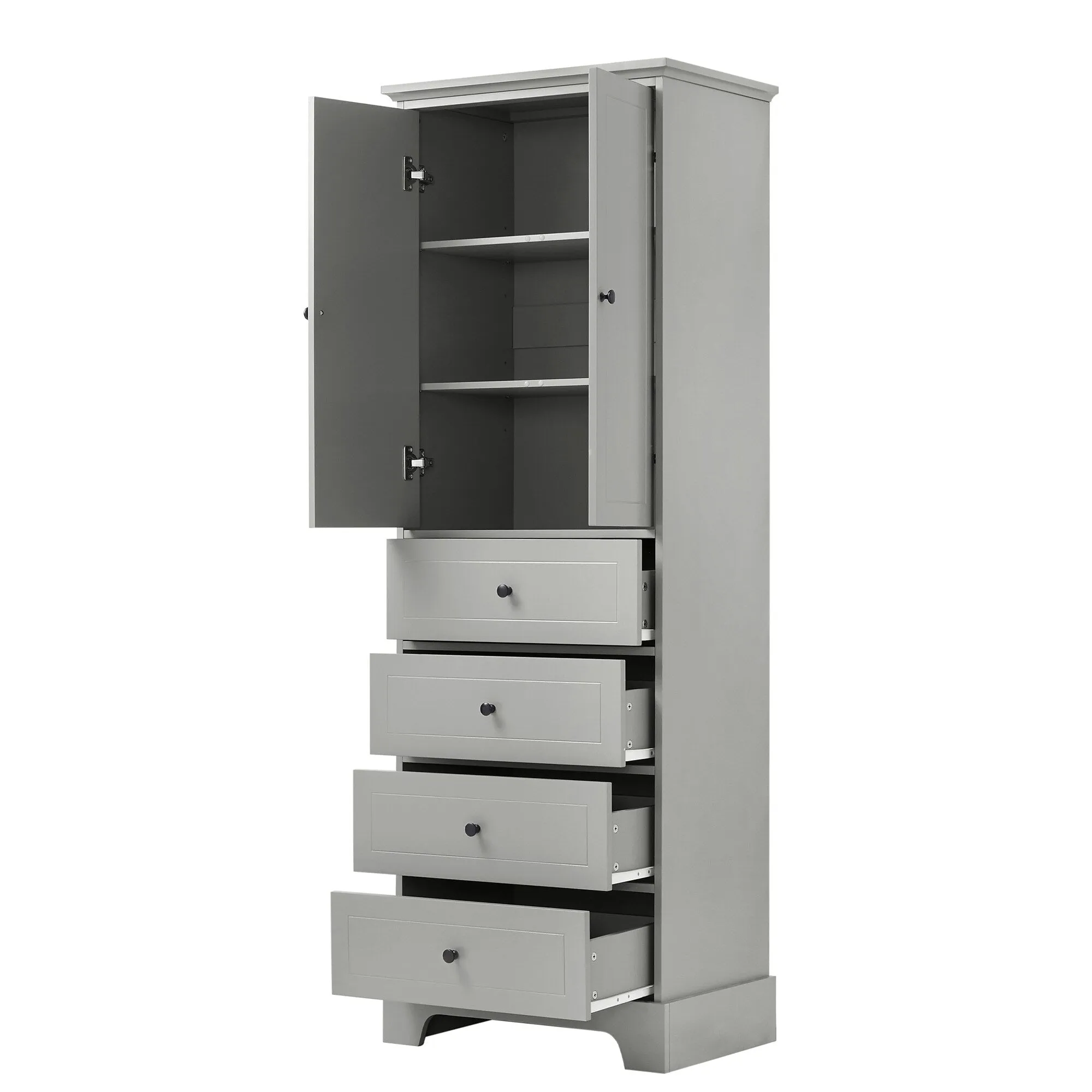 Modern Multifunctional Storage Cabinet, Freestanding Cabinet with 4 Drawers Adjustable Shelf for Bathroom and Office