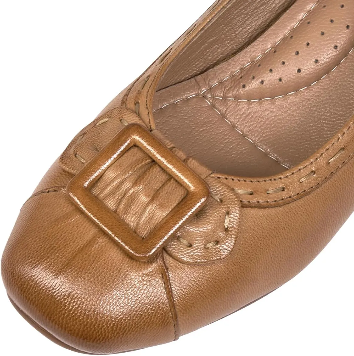 Mona flying Women's Leather Closed Toe 2 inches Wedges Pumps Square Toe Comfortable Heeled Office Work Dress Shoes for Ladies