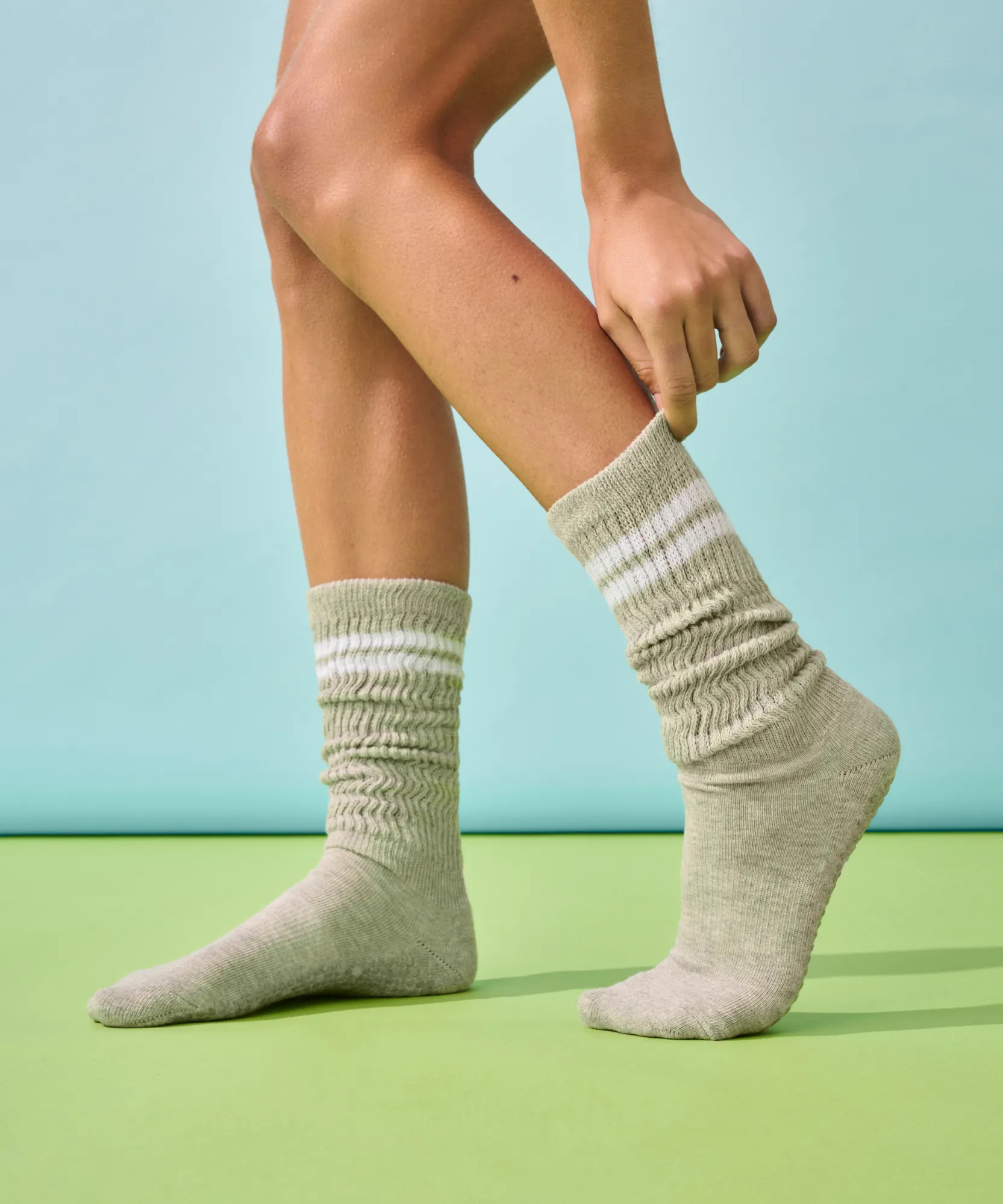 MoveActive - Pilates Project x Cheerleader Scrunch Non Slip Grip Socks - Grey Marle