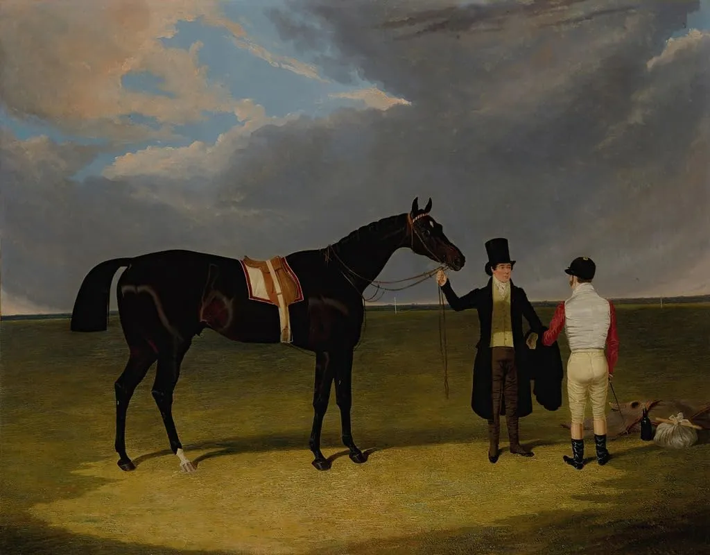 Mr. Wagstaffâ€™s The Saddler with Jockey and Trainer at Doncaster Poster Print by John Frederick Herring Snr. (18 x 24)