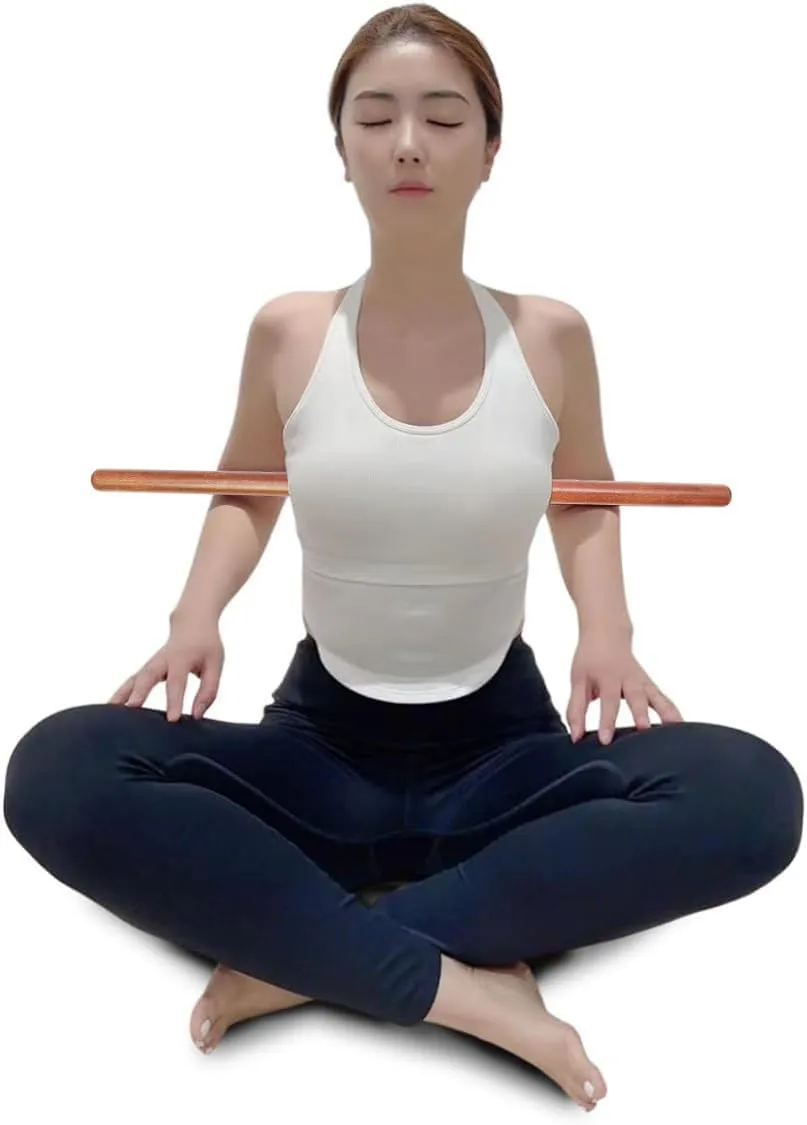 Multipurpose Wooden Pole Yoga Stick - Posture Corrector, Back Stretcher and Back Cracking Device – Pranayama Stick Lung Exerciser Device for Fuller Intake Breathing Treatment