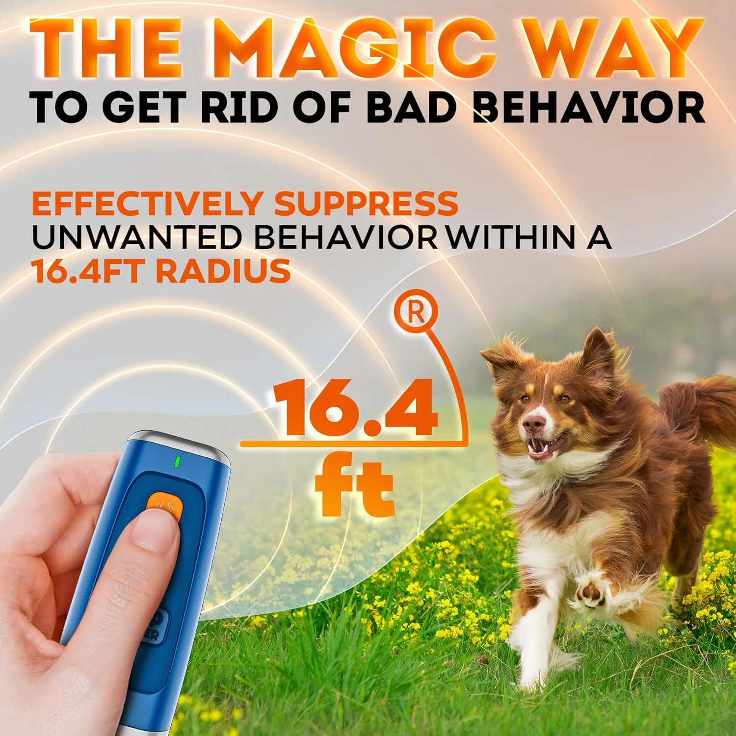 NEW 2025 Dog Bark Deterrent Device - Dog Barking Control Devices Stops Bad Behavior - Rechargeable Ultrasonic Pet Whistle to Stop Barking with The Touch of a Button up to 16,4 FT (5-120 LBS Blue)