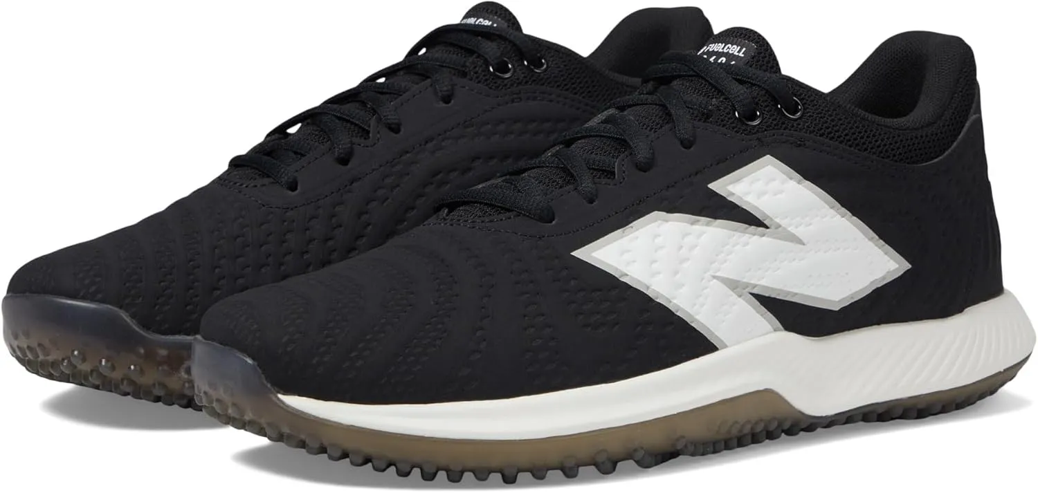 New Balance Unisex FuelCell 4040 V7 Turf Trainer Baseball Shoe, Black/Optic White Synthetic, 8.5 US Men