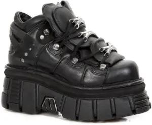 New Rock 106 S29 Men's Goth Punk Black Metallic Platform Ankle Boots
