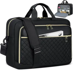 NEWHEY Laptop Bag 17.3 Inch Laptop Briefcase for Women Men Waterproof Shoulder Messenger Bag Large Computer Bag for Business Office Work College, Black