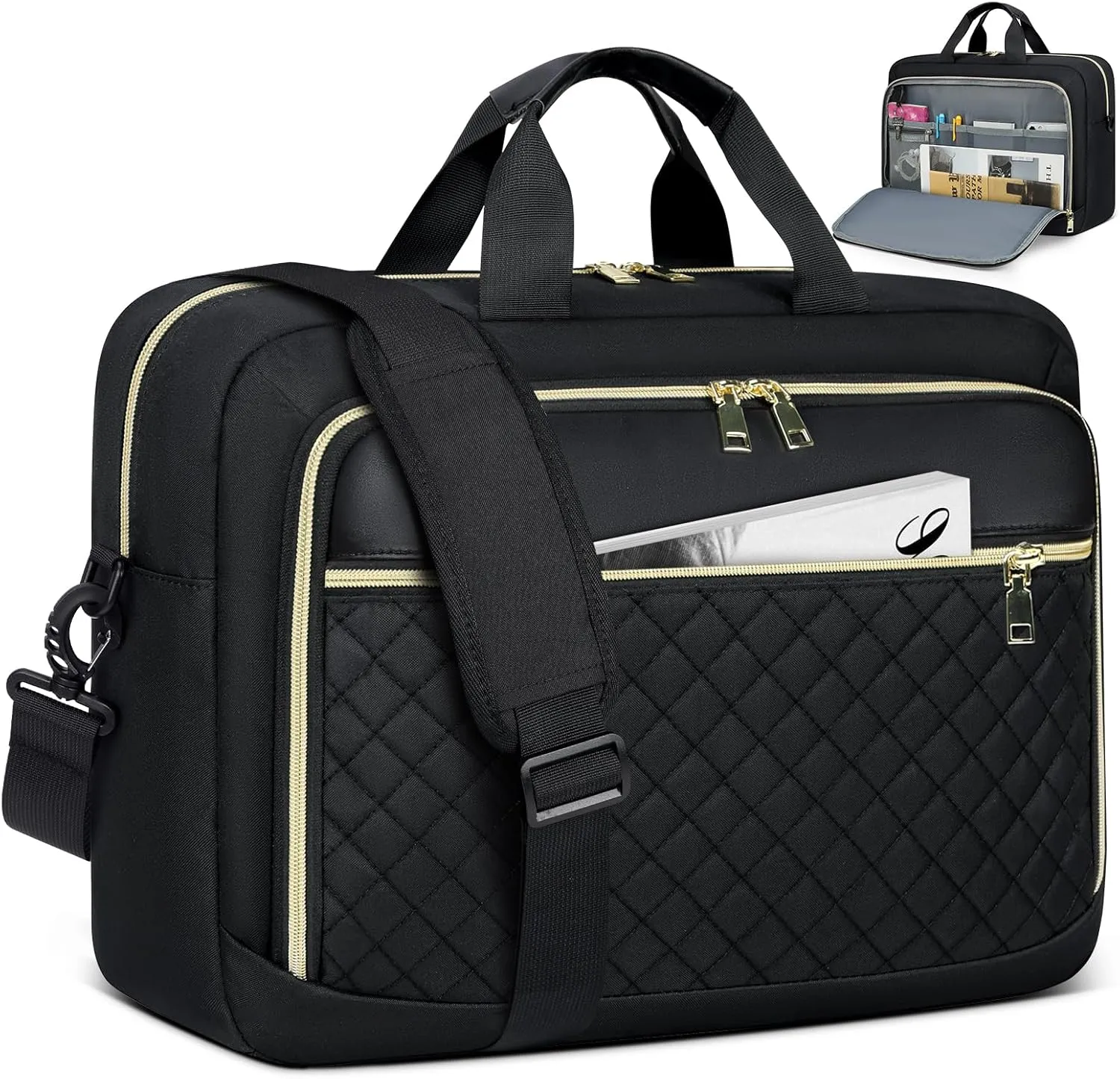 NEWHEY Laptop Bag 17.3 Inch Laptop Briefcase for Women Men Waterproof Shoulder Messenger Bag Large Computer Bag for Business Office Work College, Black