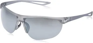 Nike Golf Cross Trainer Sunglasses, Matte Crystal Wolf Grey/White Frame, Grey with Silver Flash Lens