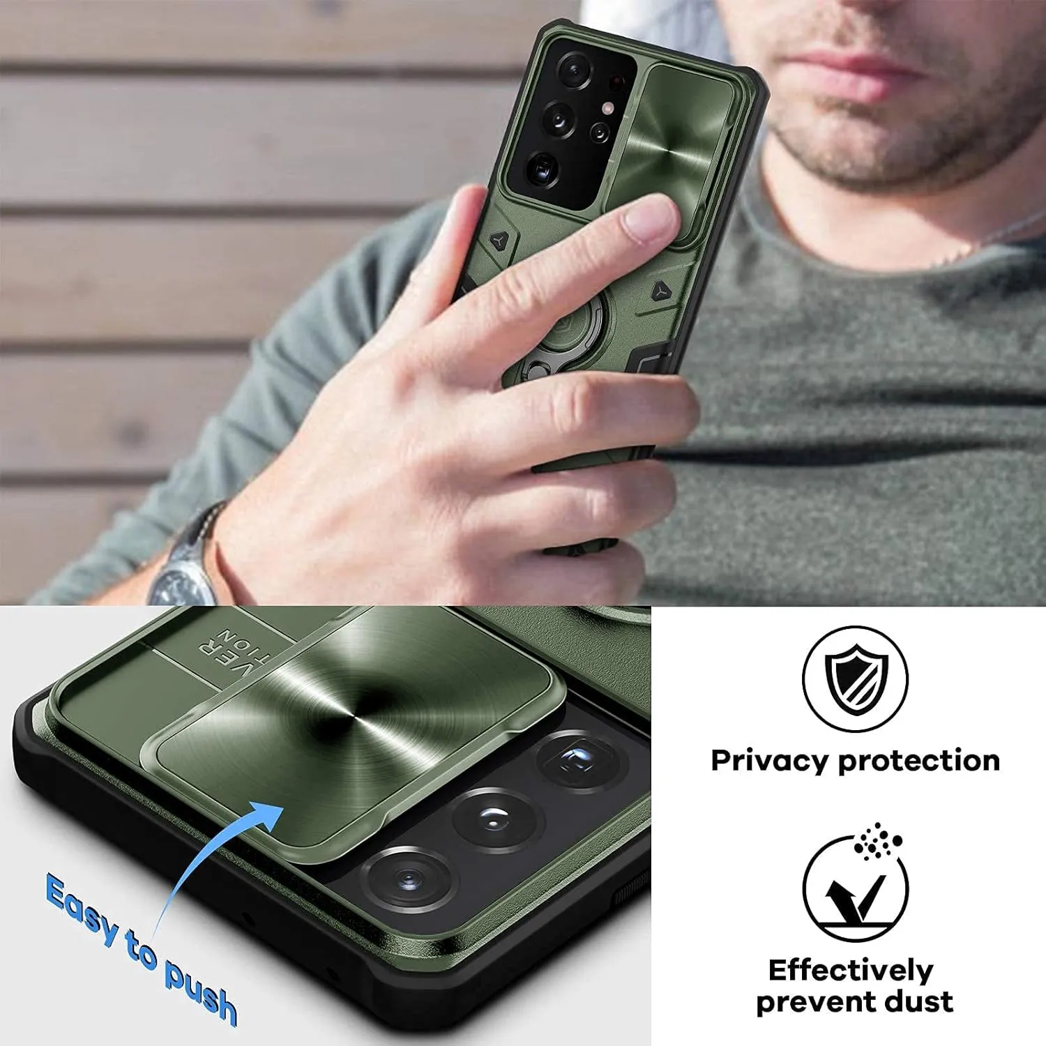 Nillkin Camshield Armor case for Samsung Galaxy S21 Ultra with Kickstand Ring Holder - Camera Cover S21 Ultra Rugged Shield Matte Military Grade Case 6.8’’