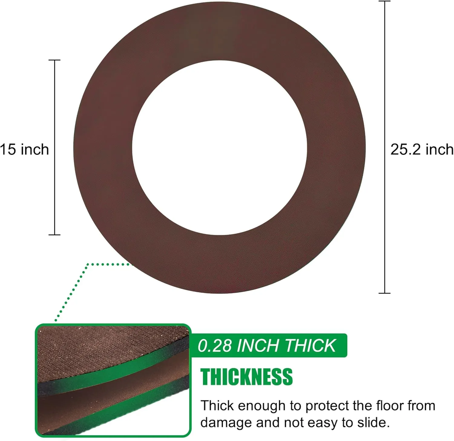 Non Skid Rubber Furniture Pads for Recliners,Furniture Grippers, Gripper Pads,Anti Slide Furniture Pads Hardwood Floor Protector,Fits Recliners,Swivel Chairs,Brown Solid Pad (25.2’’ Outside Diameter)