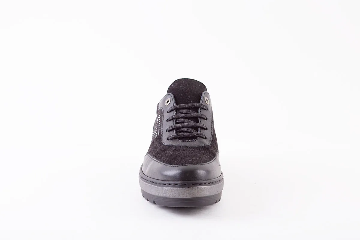 NOTTON - 1151 LACED WEDGE SHOE - BLACK LEATHER/SUEDE