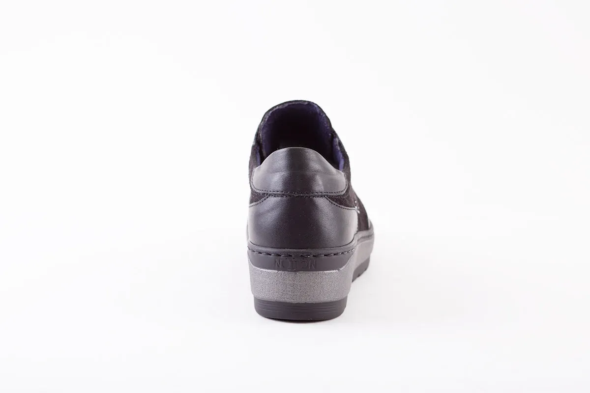 NOTTON - 1151 LACED WEDGE SHOE - BLACK LEATHER/SUEDE