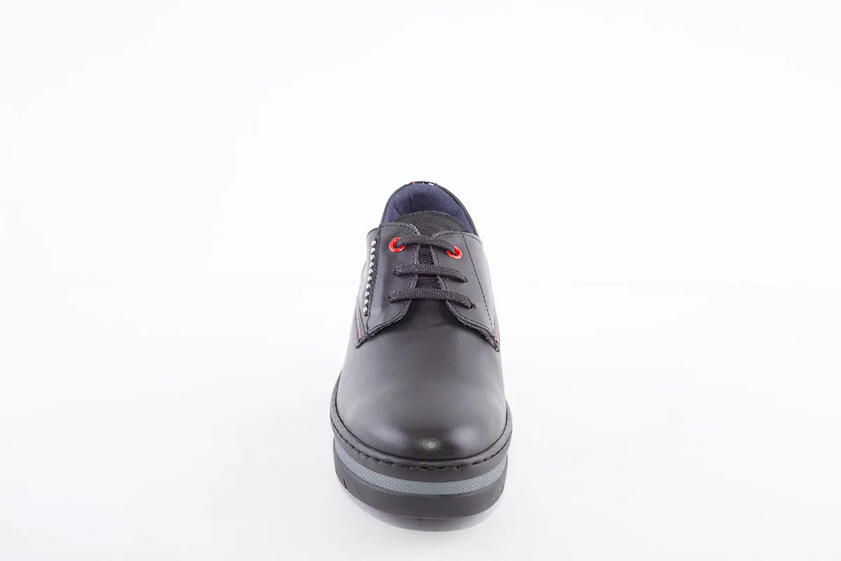 NOTTON - 3506 LACED WEDGE COMFORT SHOE - BLACK LEATHER