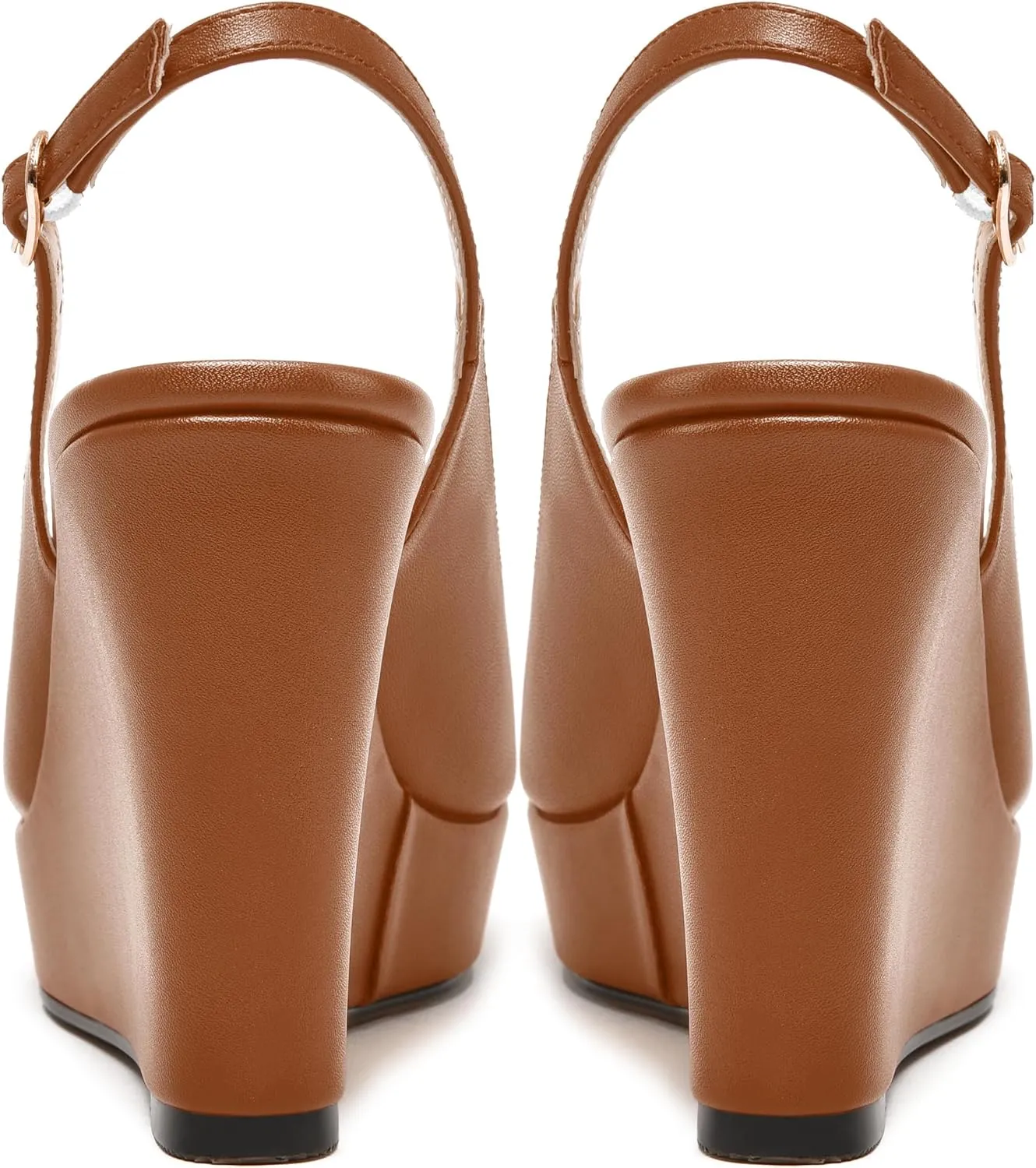 NUMALEO Womens Evening Slingback Buckle Platform Sexy Peep Toe Matte Fashion Wedge High Heel Pumps Shoes 4 Inch
