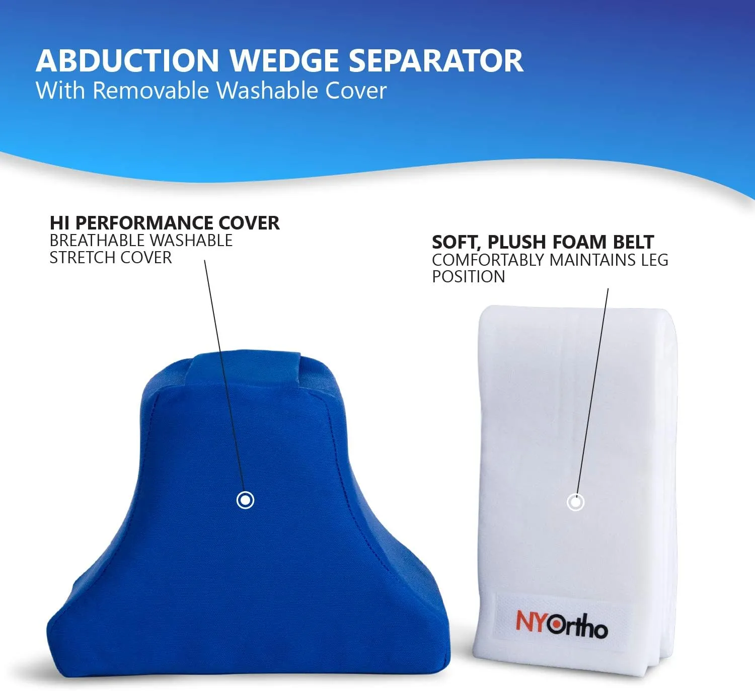 NYOrtho Abduction Wedge Knee Separator - Soft Hip Block Strap Separating Knees Surgery - Contoured Knee Pillow Sciatica Relief - Spine Alignment -Pain Leg - Nerve
