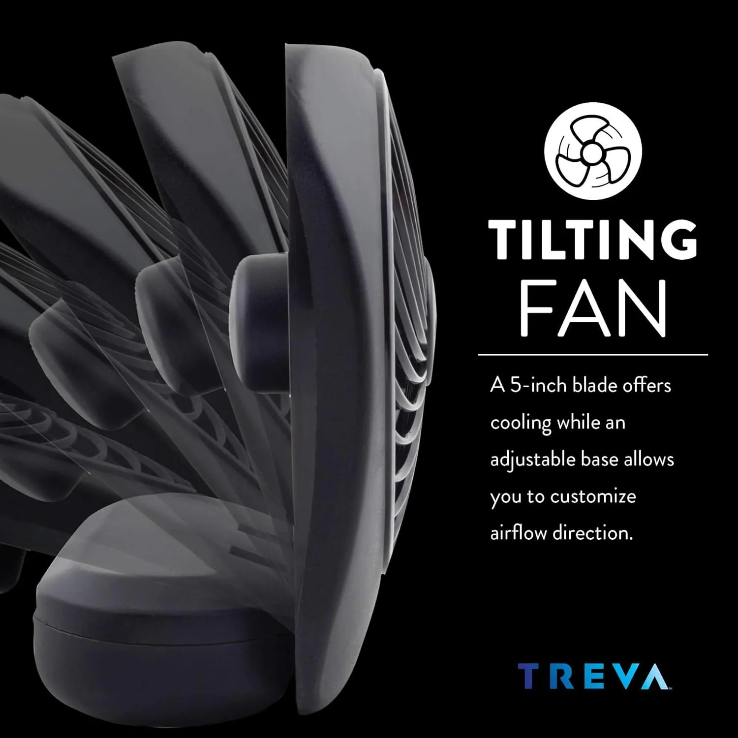 O2COOL Treva 5 Inch Battery Powered Fan Portable Desk Fan 2 Cooling Speeds with Compact Folding & Tilt Design Cubicle Accessories Small Portable 2 Pack (Black)