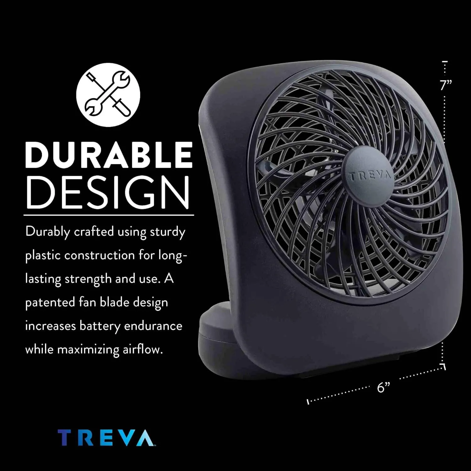 O2COOL Treva 5 Inch Battery Powered Fan Portable Desk Fan 2 Cooling Speeds with Compact Folding & Tilt Design Cubicle Accessories Small Portable 2 Pack (Black)