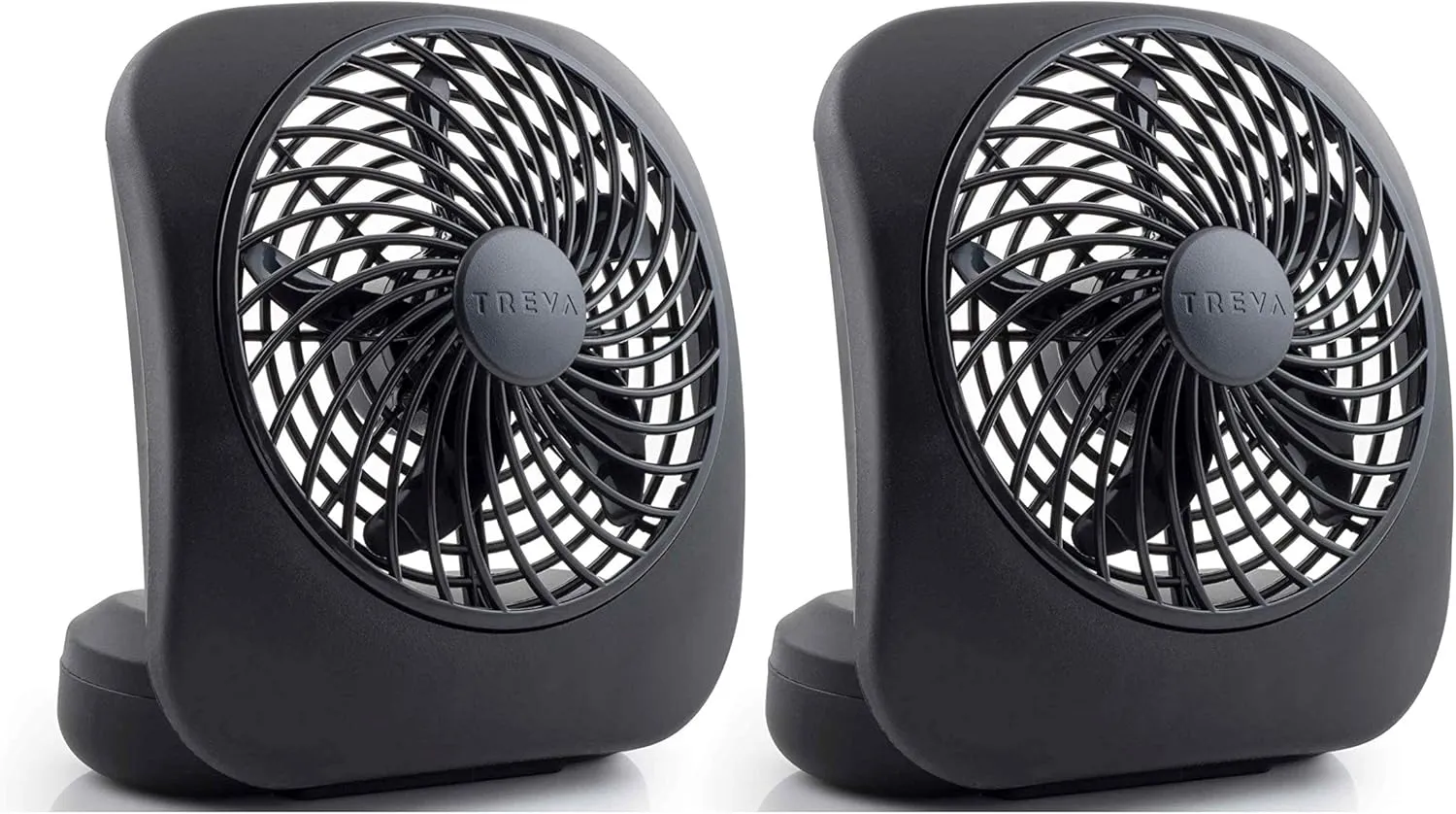 O2COOL Treva 5 Inch Battery Powered Fan Portable Desk Fan 2 Cooling Speeds with Compact Folding & Tilt Design Cubicle Accessories Small Portable 2 Pack (Black)