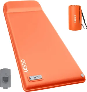 OGERY Self Inflating Sleeping Pad with Electric Pump,3.15" Ultra-Thick Memory Foam Camping Pad with Pillow,Camping Mattress Pad 4-Season Camping Essentials Gear for Camp/Travel/Car/Tent Orange
