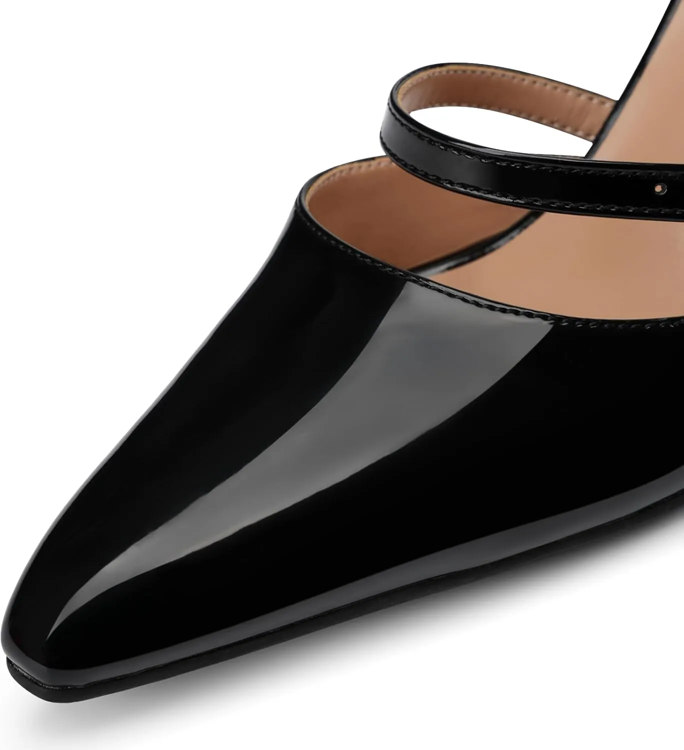 Oh Mispares Pointed Toe Heels Wedge Pumps for Women Slip-on 3 Inch Buckle Strap Patent Leather High Heels for Wedding Bridal Prom Dress Black