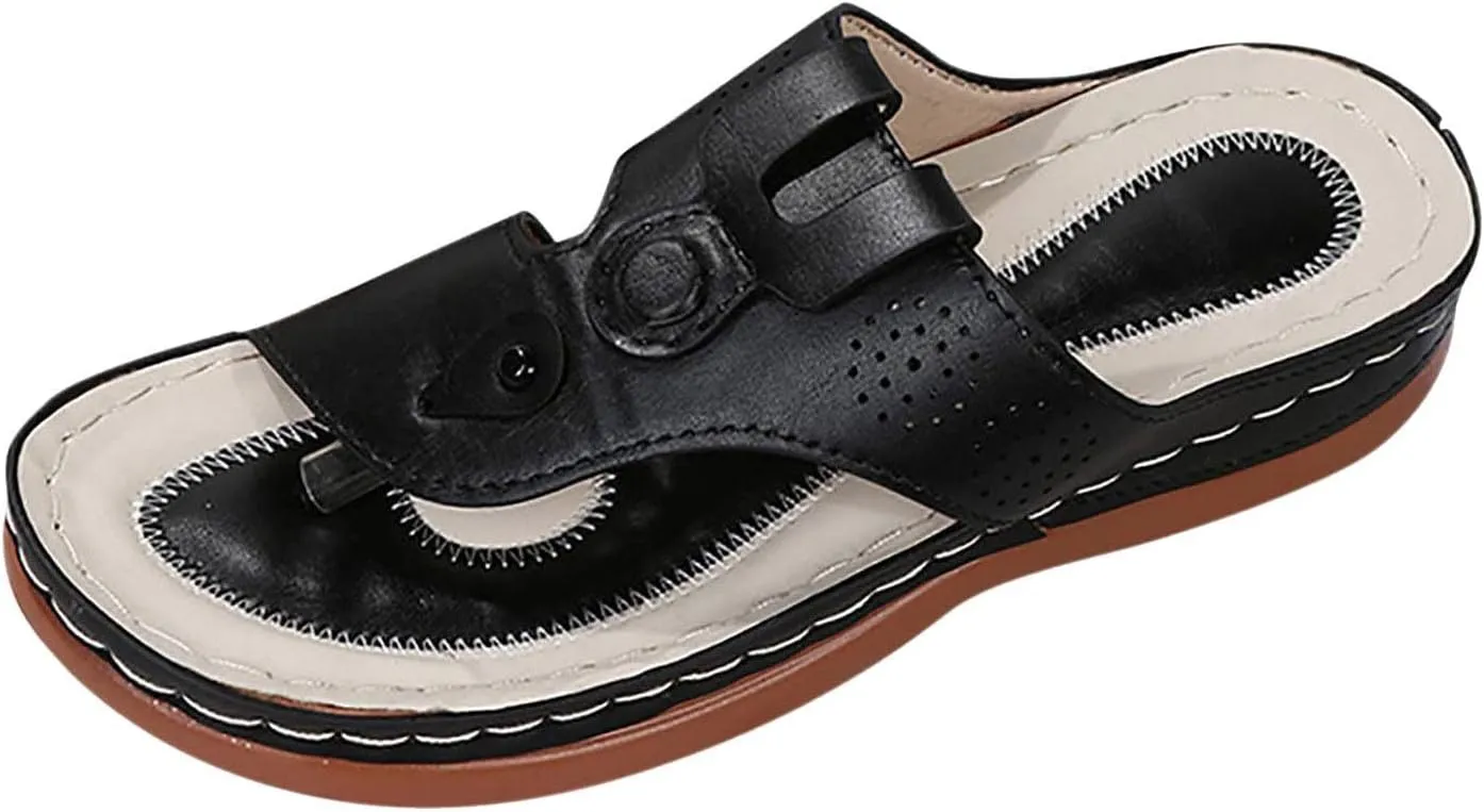 oiangi Comfortable Sandals for Women Wedge Heel Summer Fashion Casual Clip Toe Slip-on Platform Flip Flops Solid Ladies Outdoor Beach Shoes Slipper