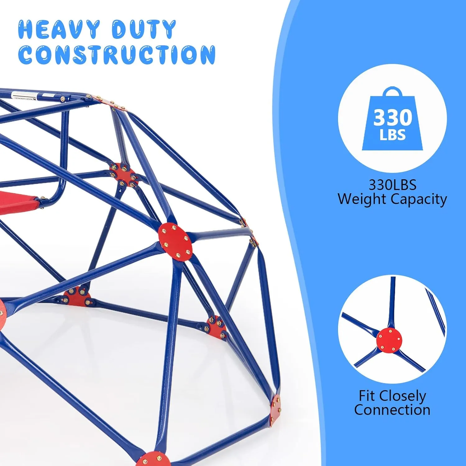 Olakids Climbing Dome with Slide, Kids Outdoor Jungle Gym Geometric Dome Climber, Steel Frame, 8FT Climb Structure Backyard Playground Center Equipment for Toddlers