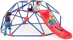 Olakids Climbing Dome with Slide, Kids Outdoor Jungle Gym Geometric Dome Climber, Steel Frame, 8FT Climb Structure Backyard Playground Center Equipment for Toddlers