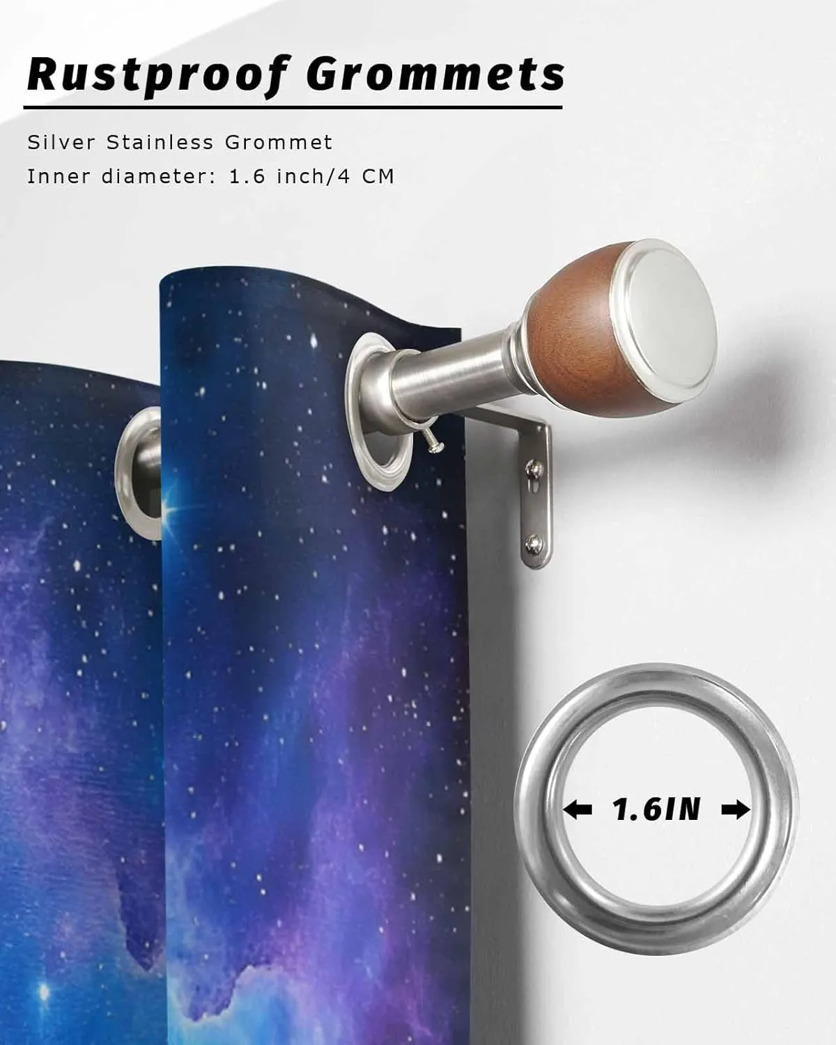 Outdoor Curtains for Patio Waterproof, Blue Purple Outdoor Privacy Panels Grommet, Modern Abstract Night Sky Stars Blackout Outside Curtains for Porch/Cabana/Pergola/Gazebo 54"x95", 2 Panels