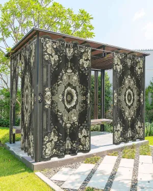 Outdoor Curtains for Patio Waterproof, Sage Green Grey Boho Outdoor Privacy Panels Grommet, Vintage Ethnic Geometric Abstract Blackout Outside Curtains for Porch/Cabana 54"x108", 2 Panels