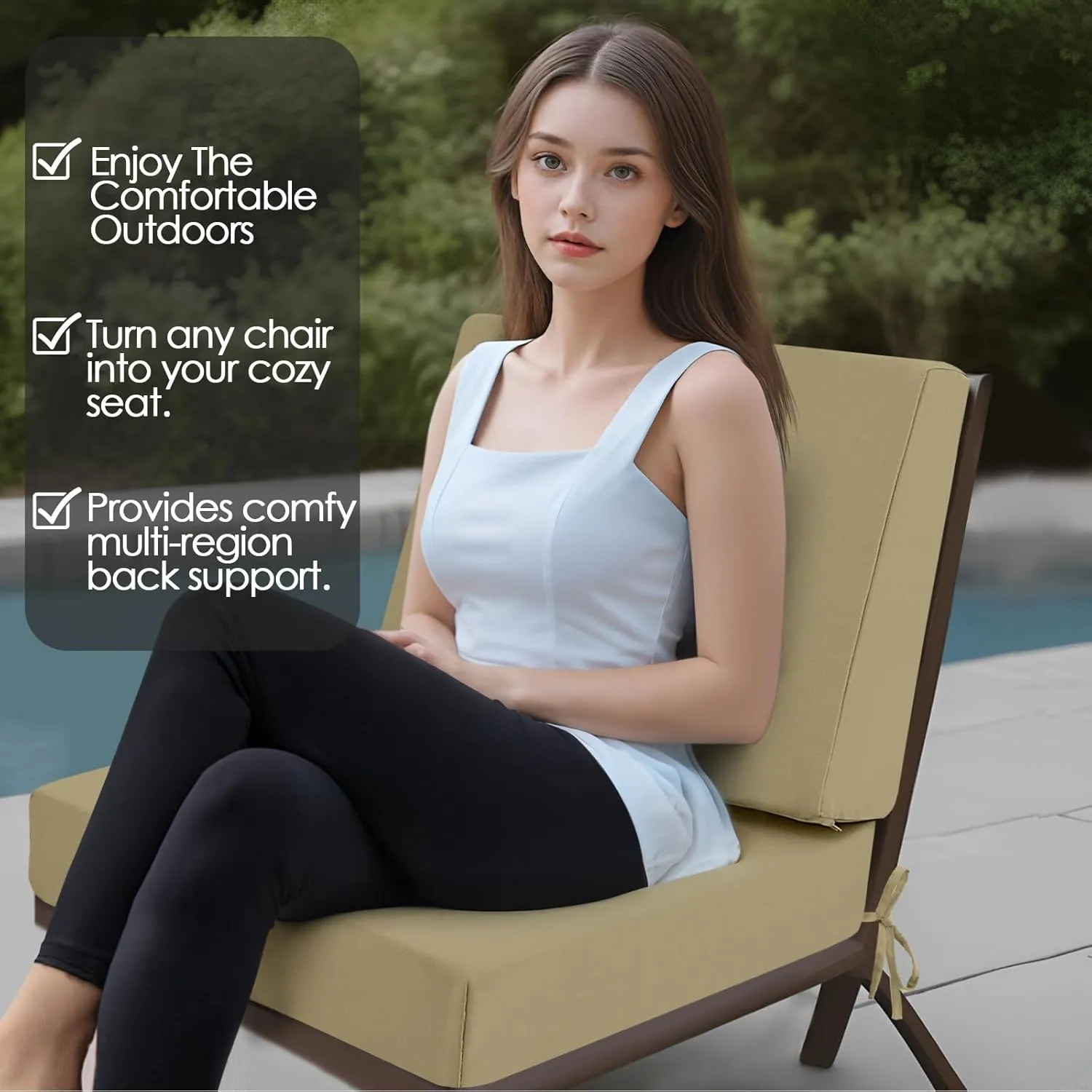 Outdoor Cushions for Patio Furniture, Outdoor Seat and Back Cushion, Waterproof Hampton Bay Deep Seat Replacement Couch Cushions for Garden Lawn, 24x24